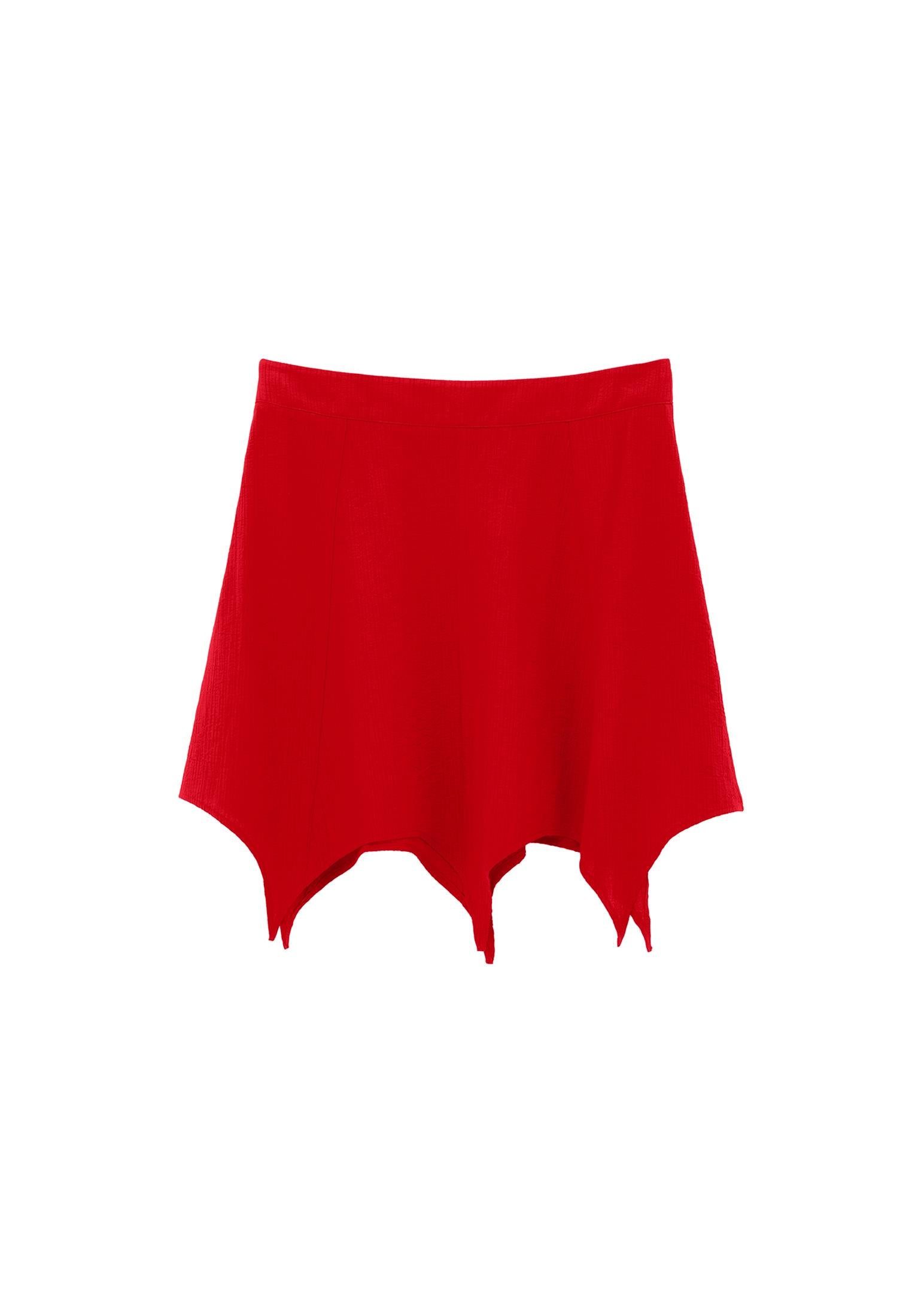 Flared Cut Short High Waist Skirt - RACING RED
