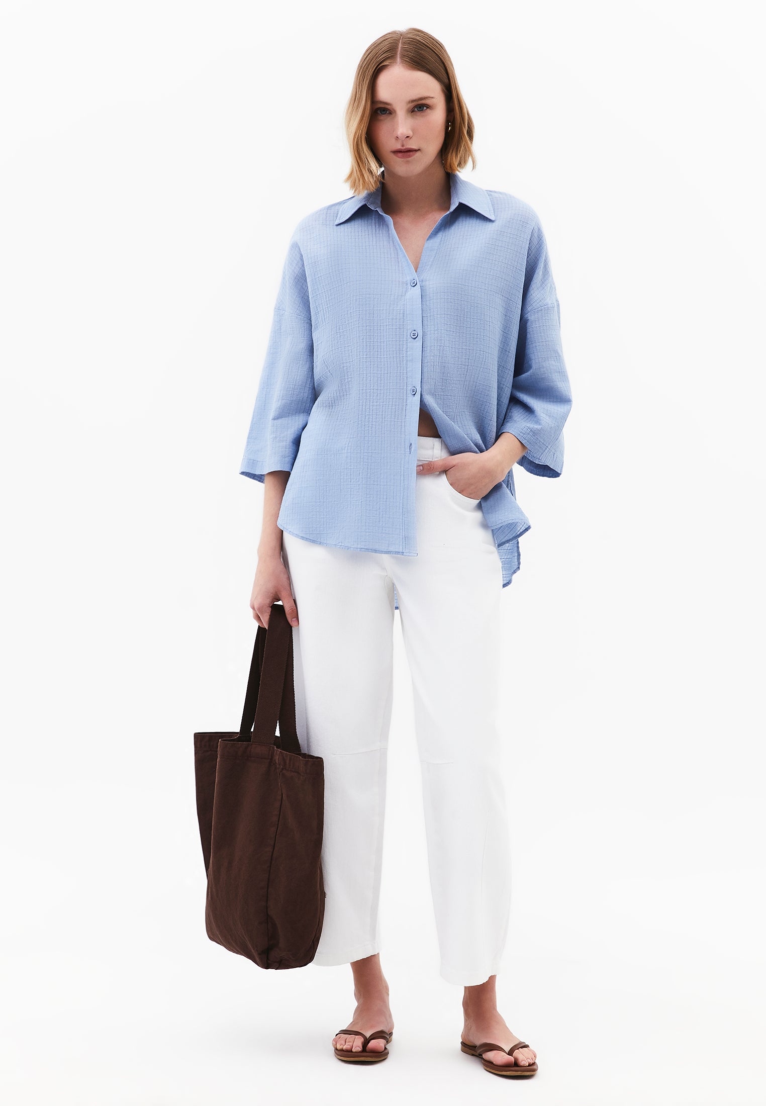 Shirt Collar Oversize Button Detailed Standard Shirt - RAIN WASHED