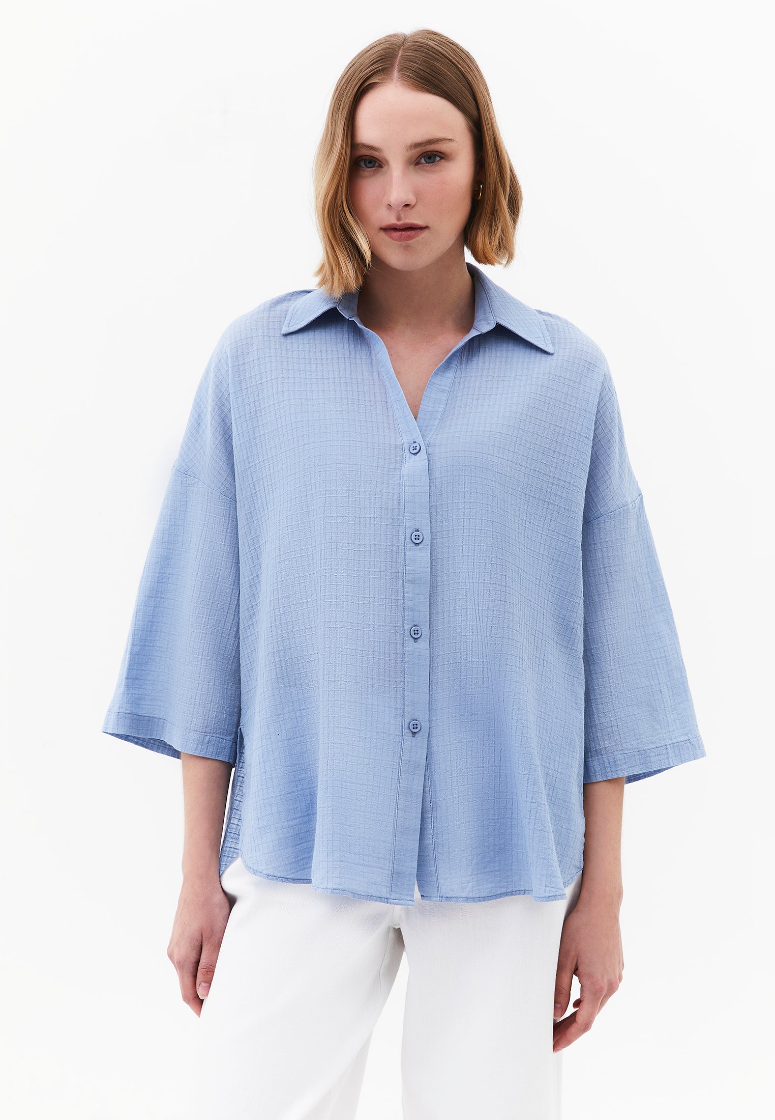 Shirt Collar Oversize Button Detailed Standard Shirt - RAIN WASHED