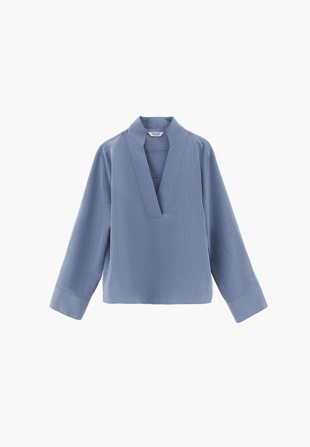 V-Neck Oversize Long Sleeve Women's Shirt - RAIN WASHED