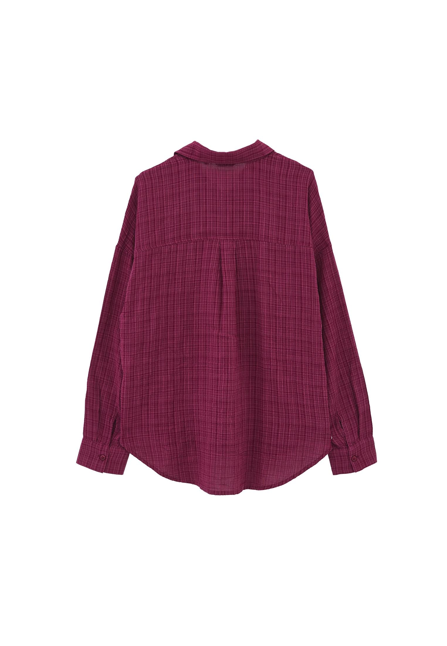 Button Detailed Oversize Long Sleeve Shirt - RASBERRY COULIS