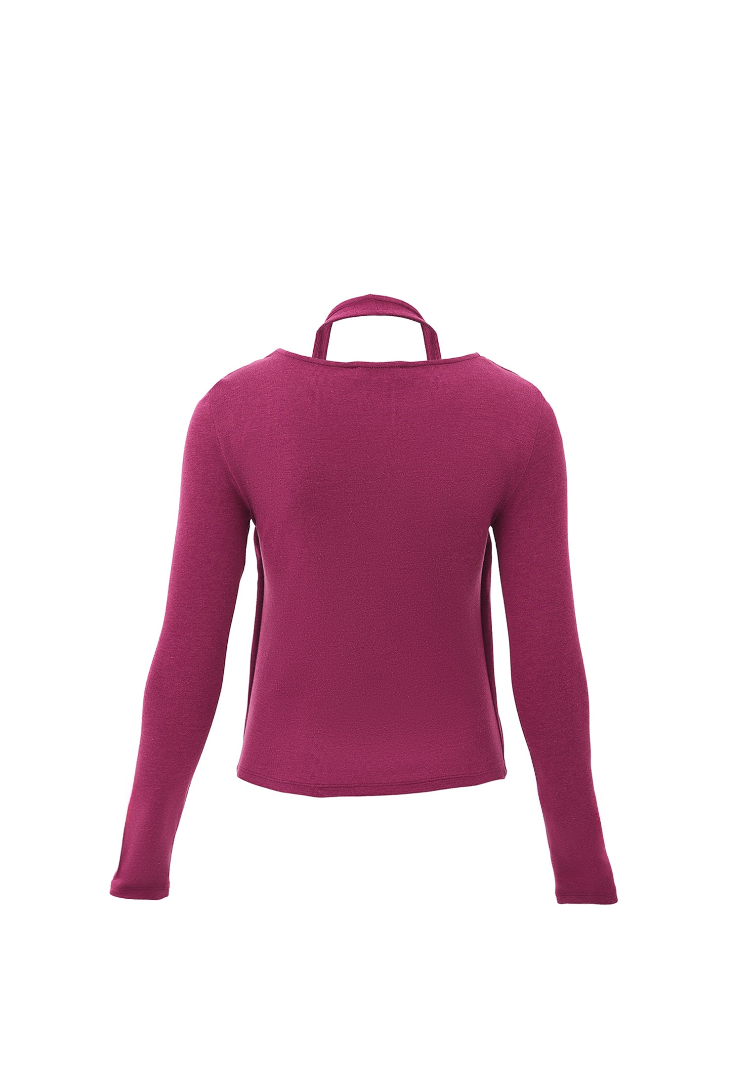 V Neck Long Sleeve T-Shirt - RASBERRY COULIS
