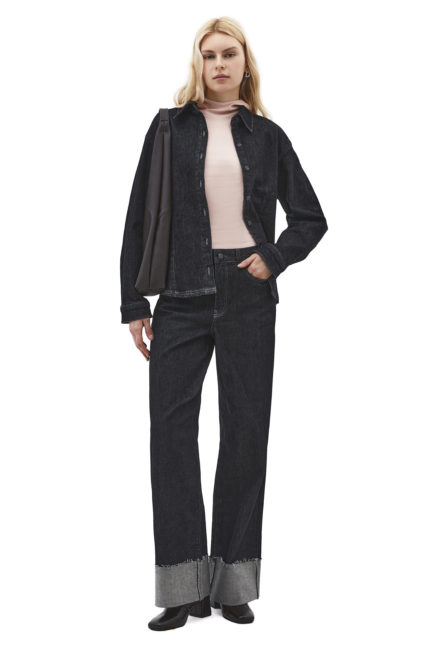 Ultra High Waist Wide Leg Pocket Detailed Pants - RAW DENIM