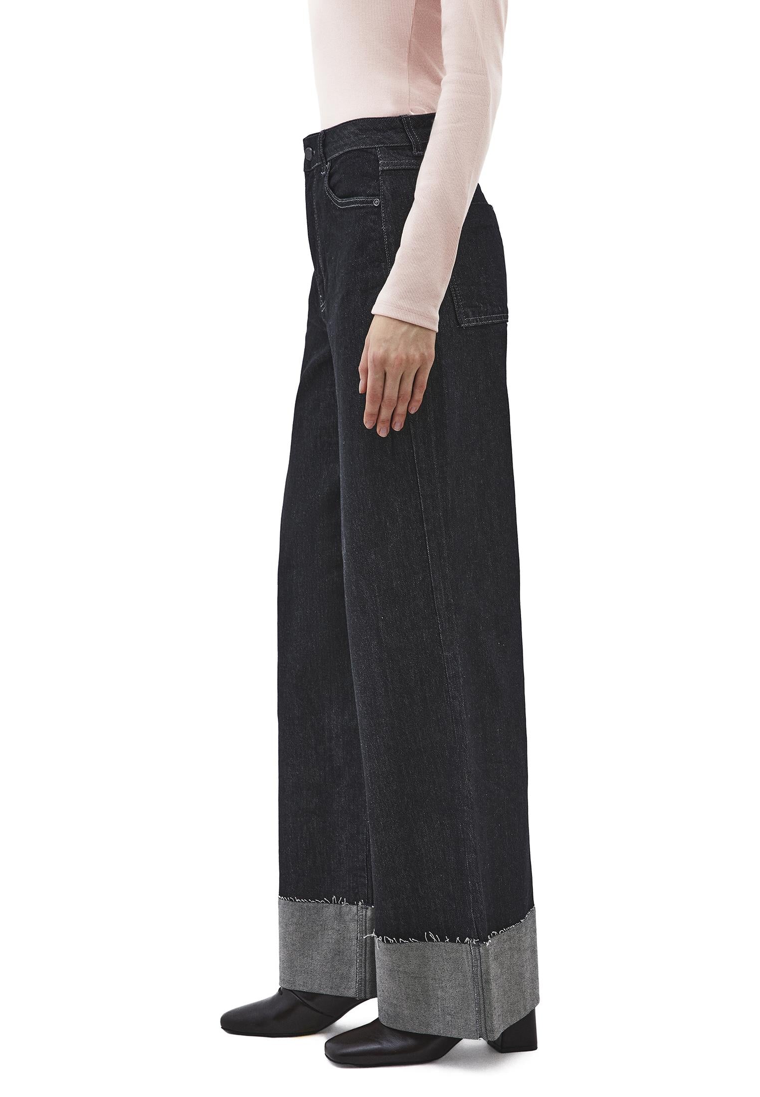 Ultra High Waist Wide Leg Pocket Detailed Pants - RAW DENIM