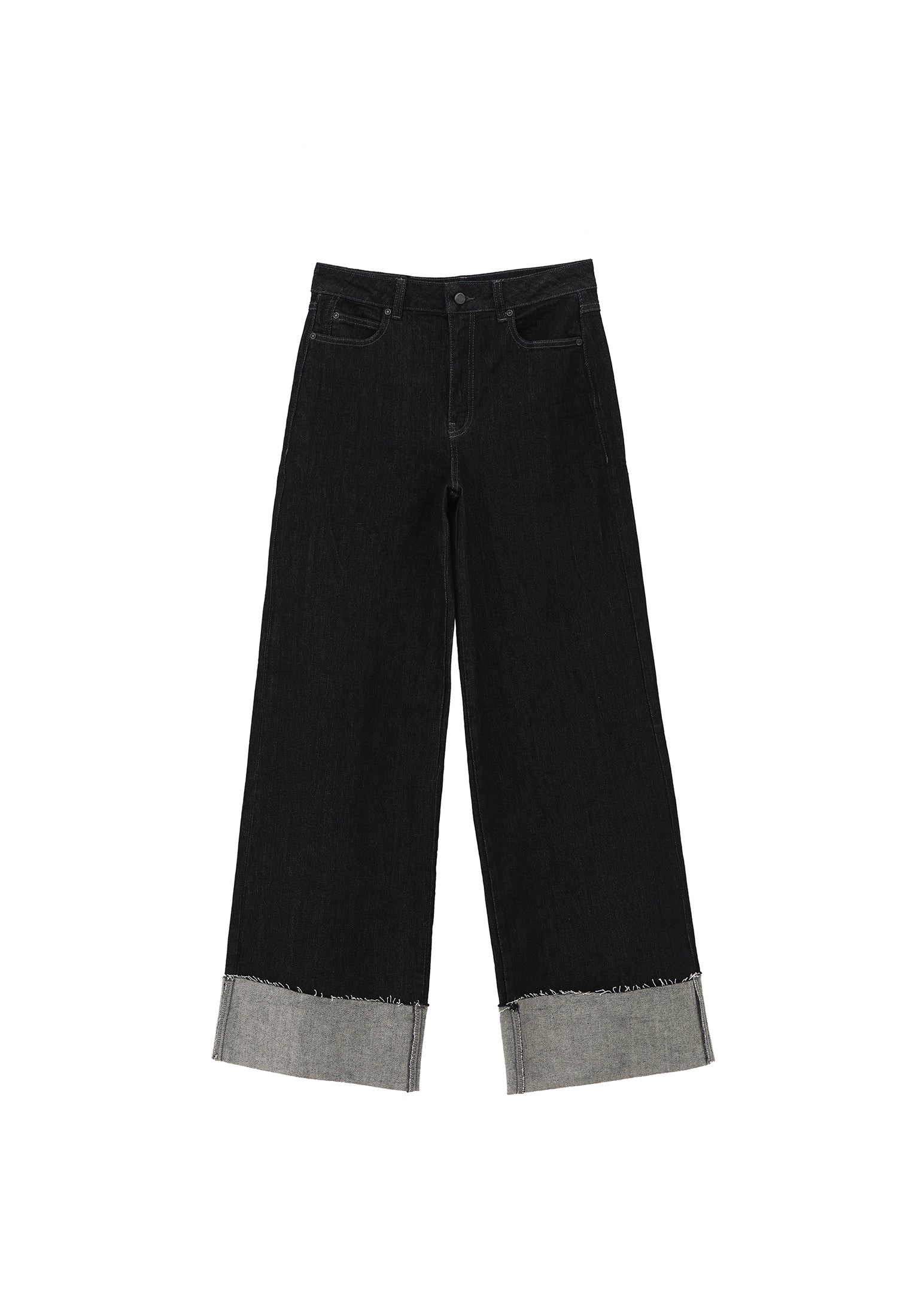 Ultra High Waist Wide Leg Pocket Detailed Pants - RAW DENIM