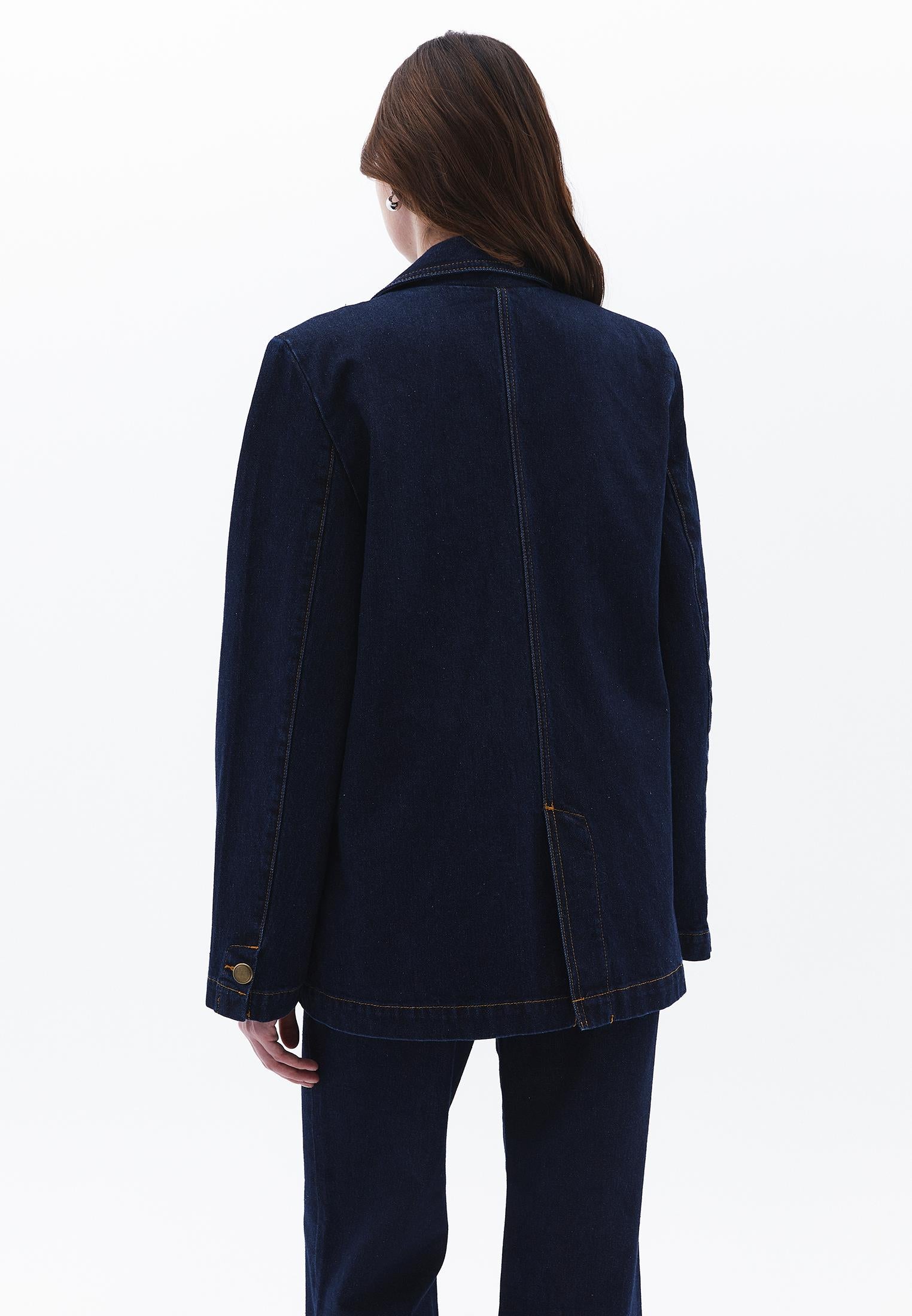 Oversize Double Breasted Blazer Jacket - RAW DENIM