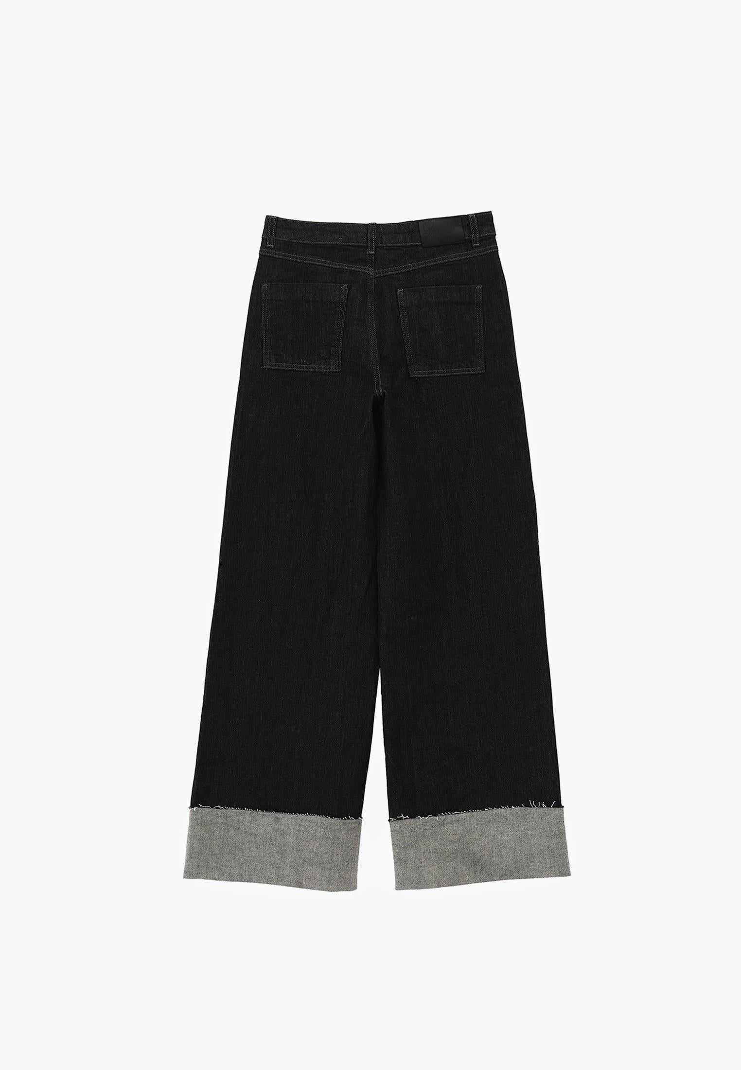 Ultra High Waist Wide Leg Pocket Detailed Pants - RAW DENIM