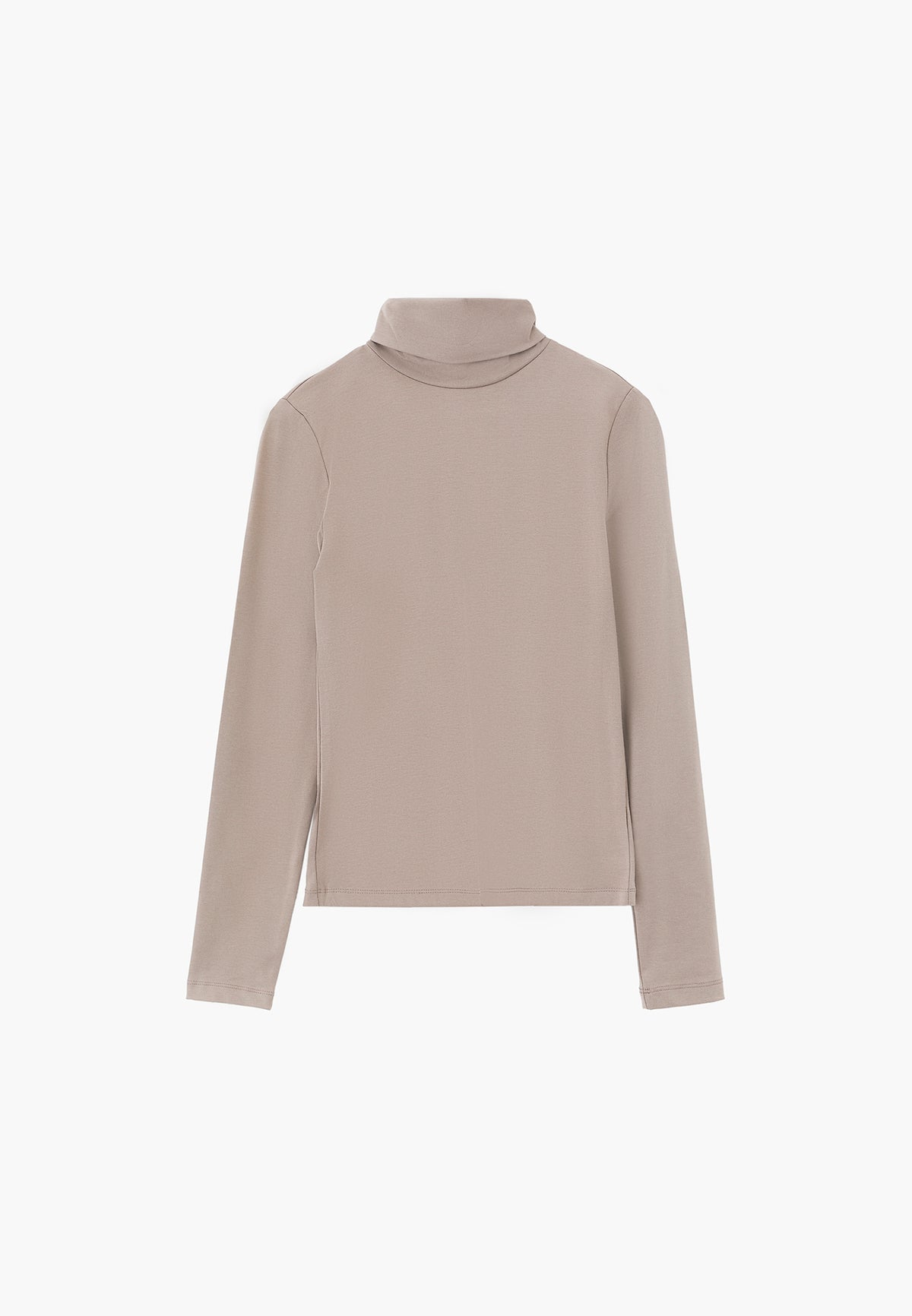 Turtleneck Long Sleeve Bodycon Top - ROASTED CASHEW