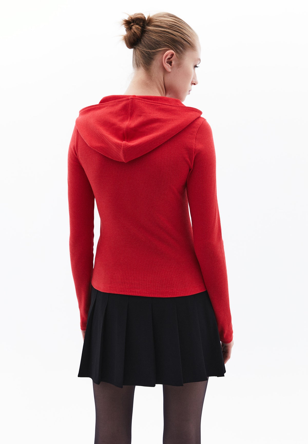 Long Sleeved T-Shirt With Zipper Detail - ROCOCCO RED