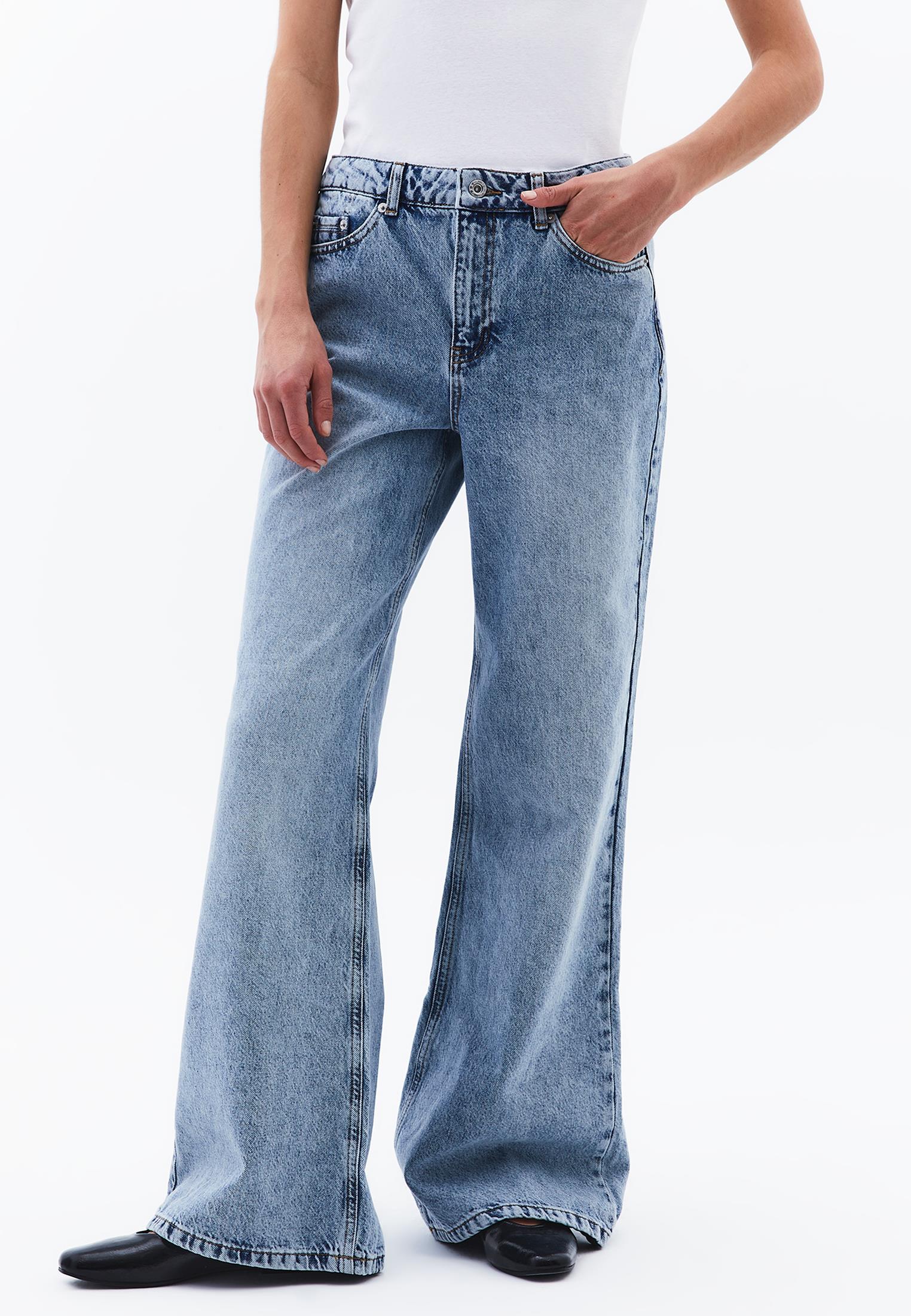 High Waist Wide Leg Denim Pants - RODEO BLUE DENIM