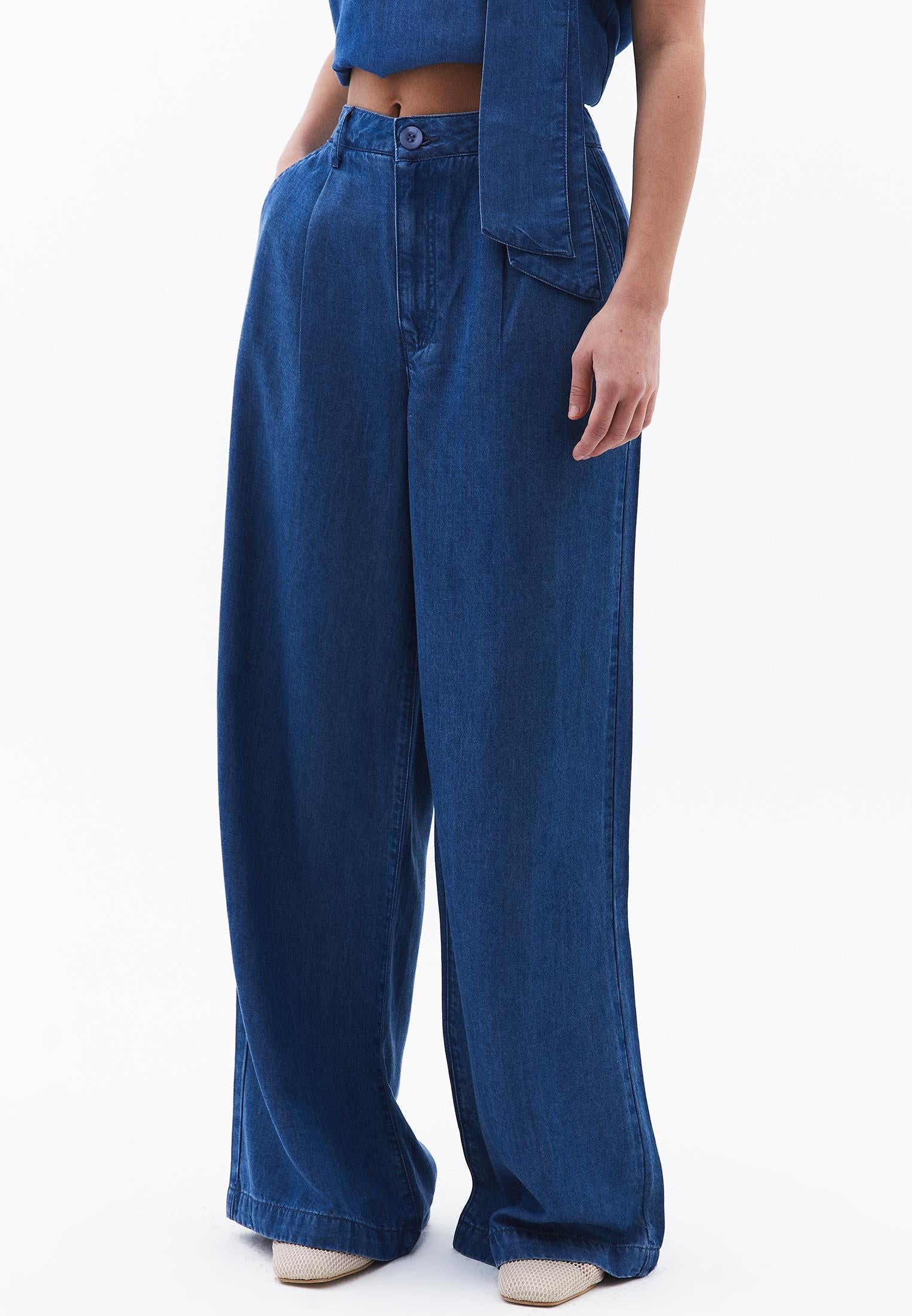 Lyocell Fabric Trousers - RODEO BLUE DENIM