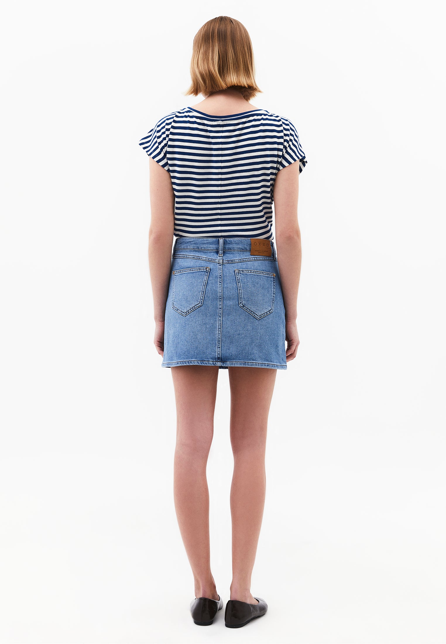 High Waist Embroidered Short Skirt - RODEO BLUE DENIM
