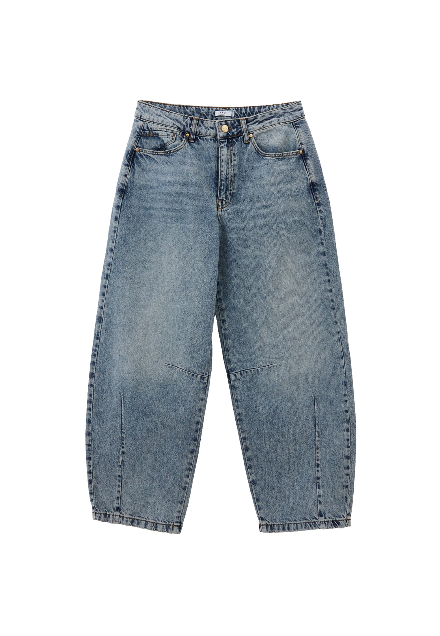 Barrel Leg Trousers With Cut Details - RODEO BLUE DENIM