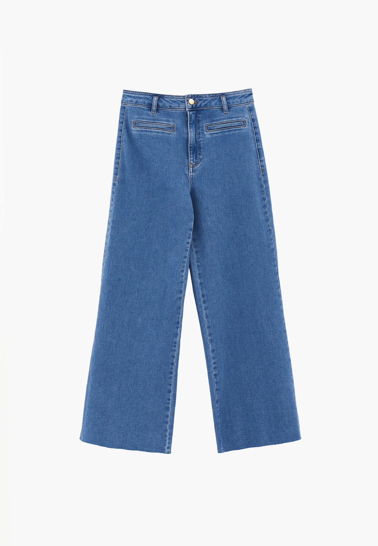 Ultra High Waist Wide Leg Pants - RODEO BLUE DENIM