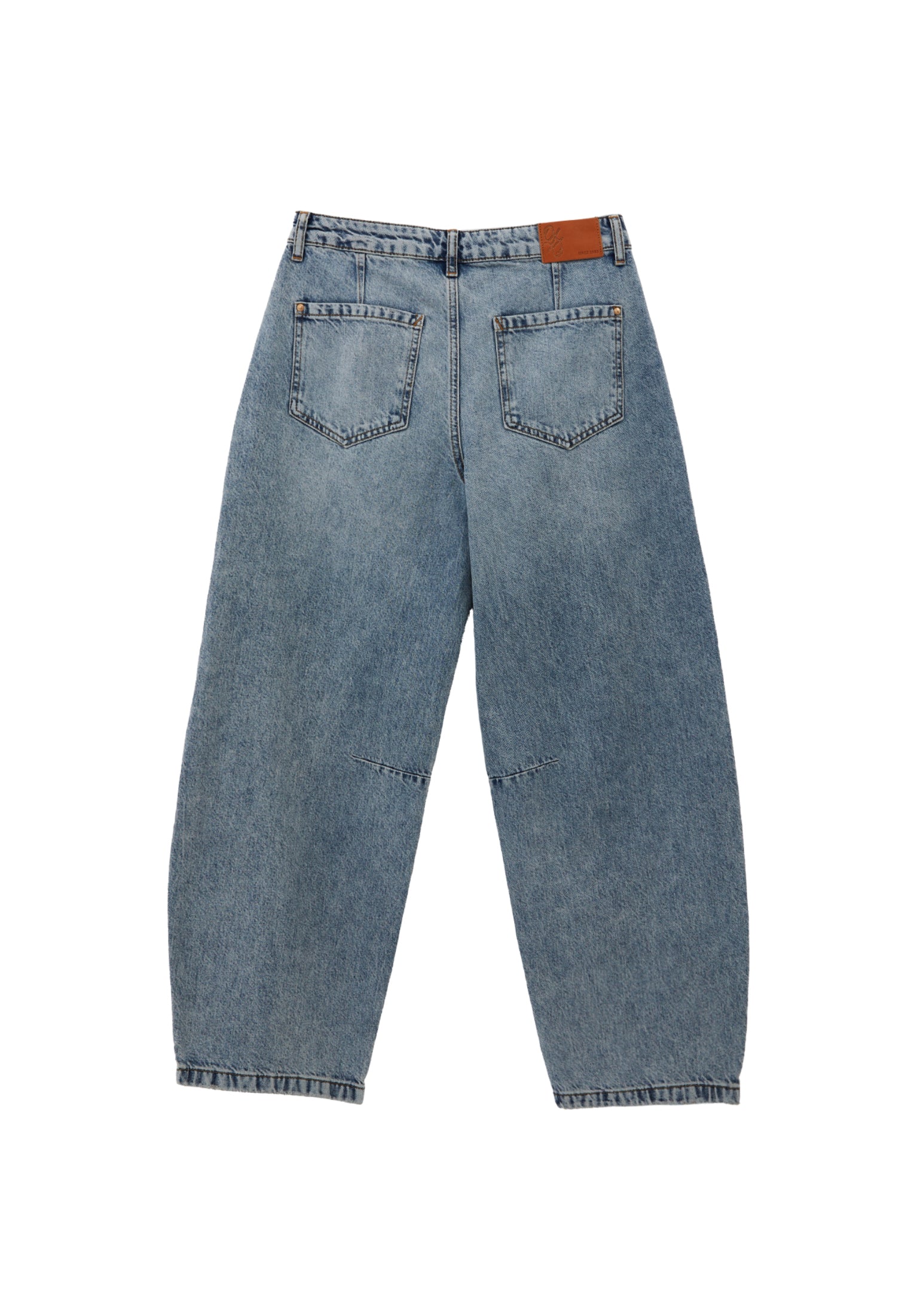 Barrel Leg Trousers With Cut Details - RODEO BLUE DENIM