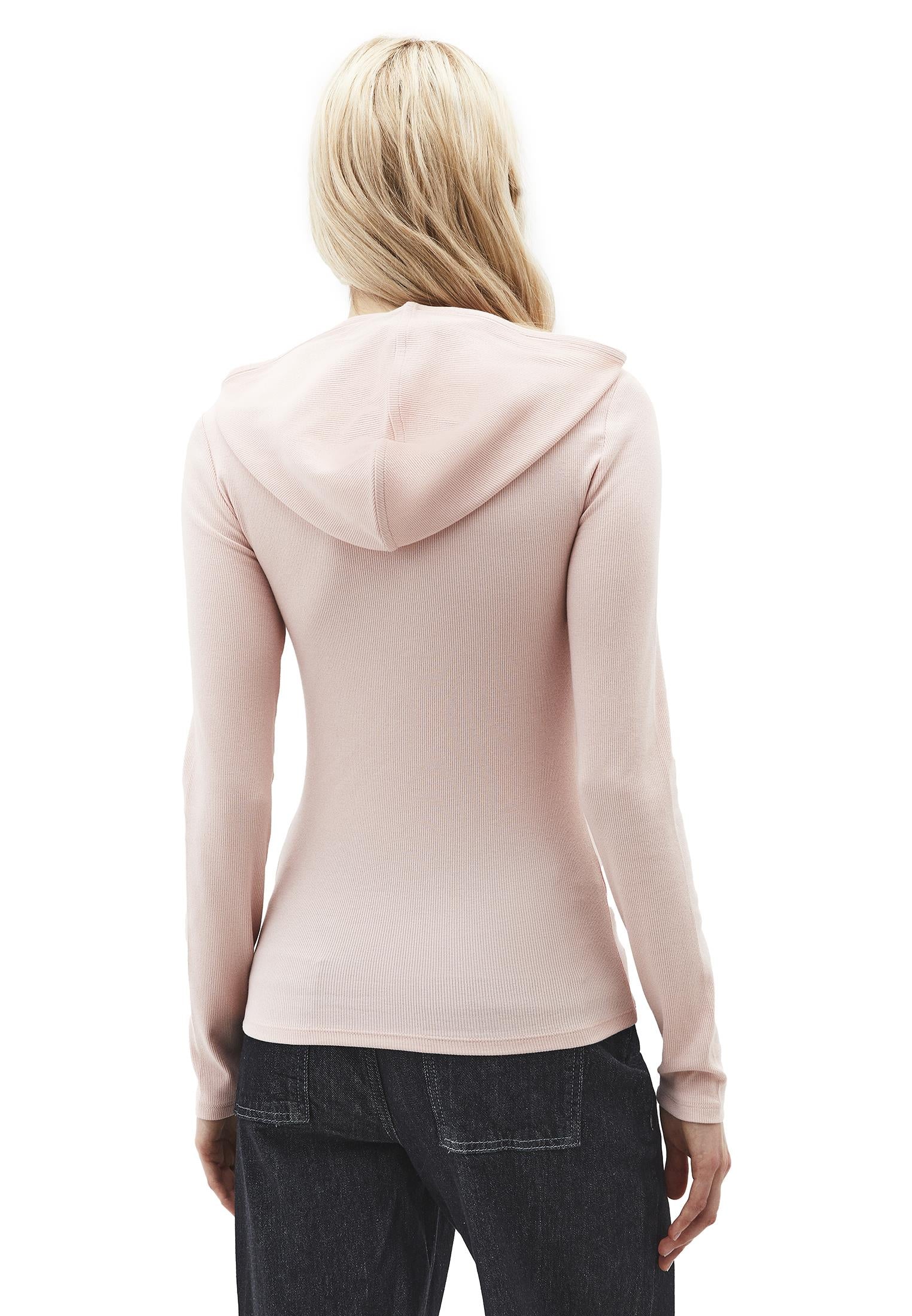 Hooded Turtleneck Blouse - ROSE SMOKE