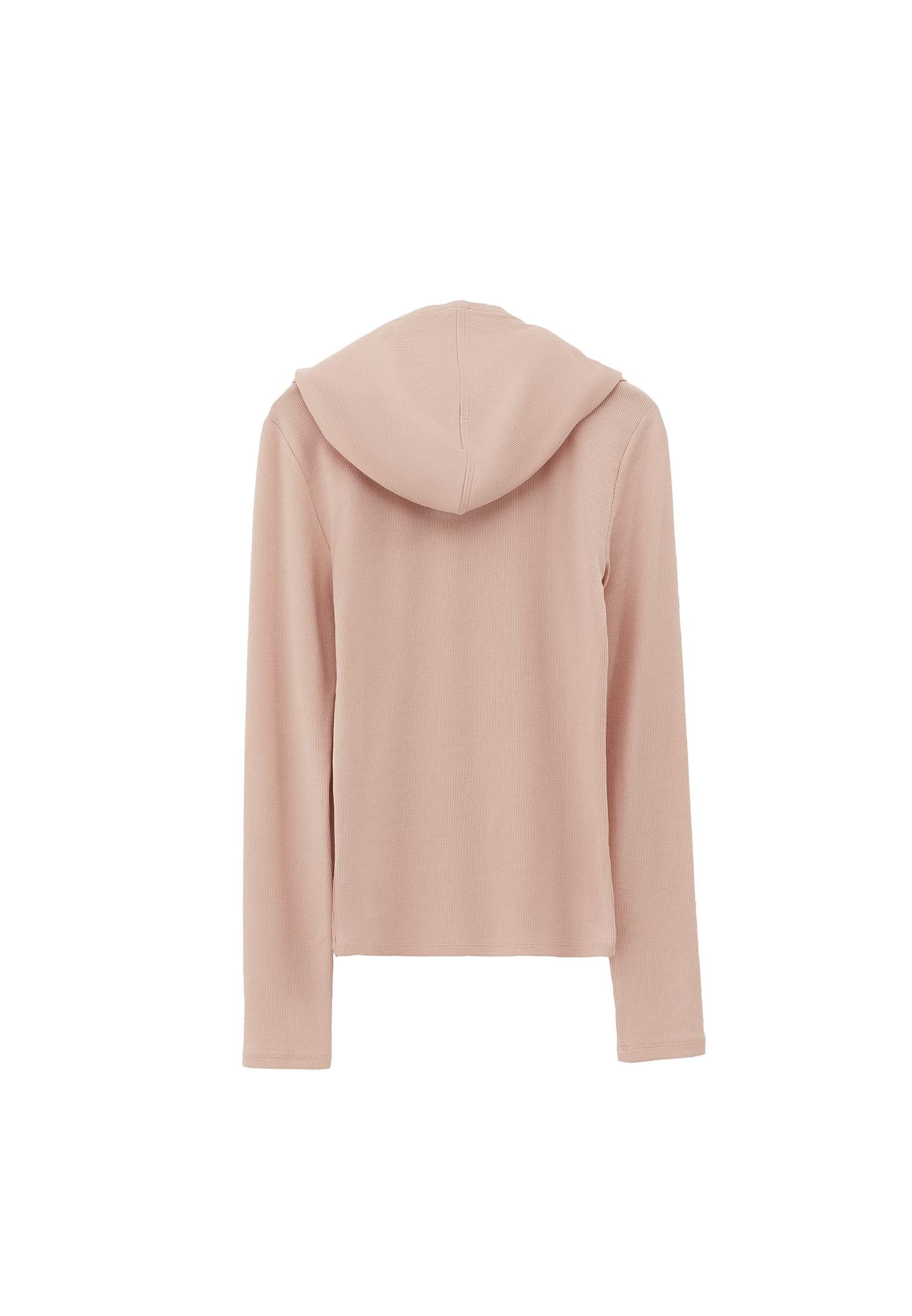 Hooded Turtleneck Blouse - ROSE SMOKE