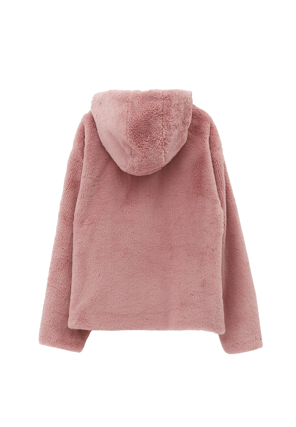 Hooded Fur Jacket - ROSE SMOKE