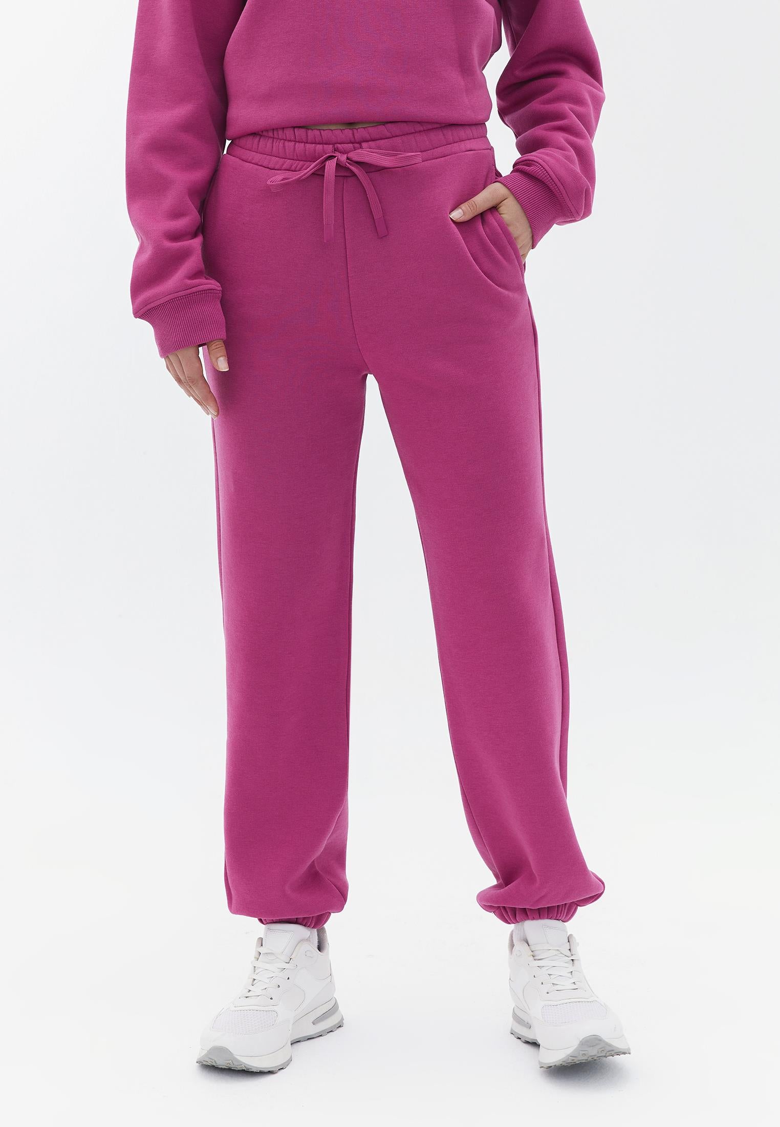 High Waisted Jogger Pants With Pocket Detail - ROSE SORBET