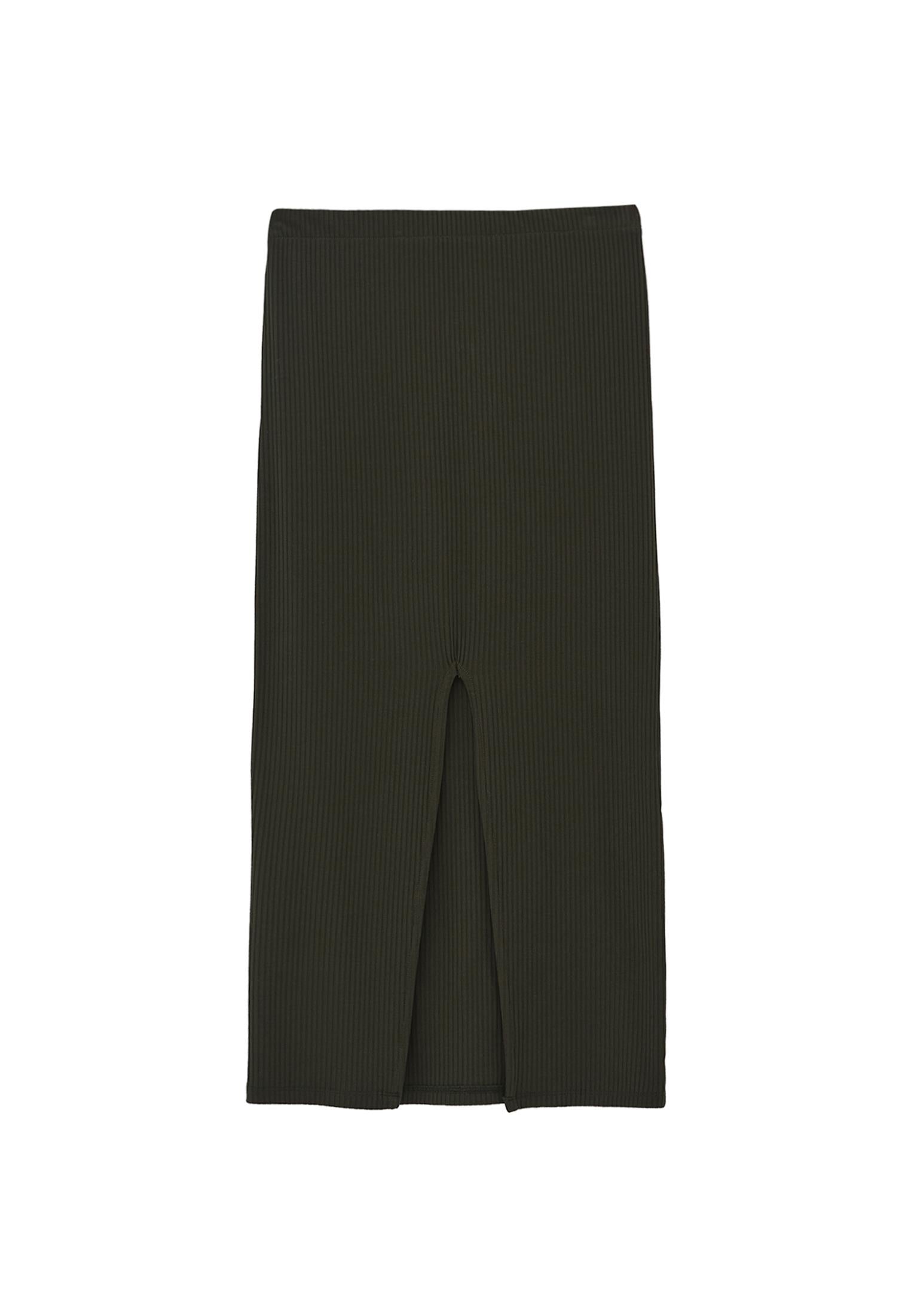 Midi Skirt With Slit Detail And High Waist - ROSIN