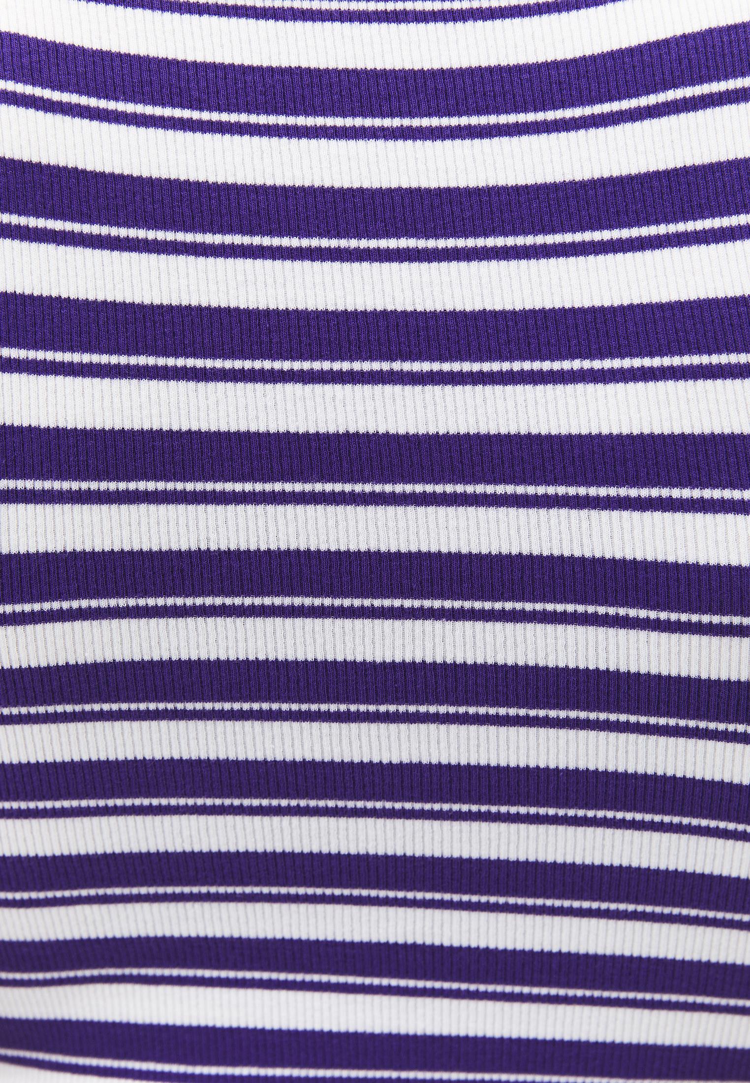 Crew Neck Bodycon Tank Top - WHITE/ROYAL PURPLE STRIPED