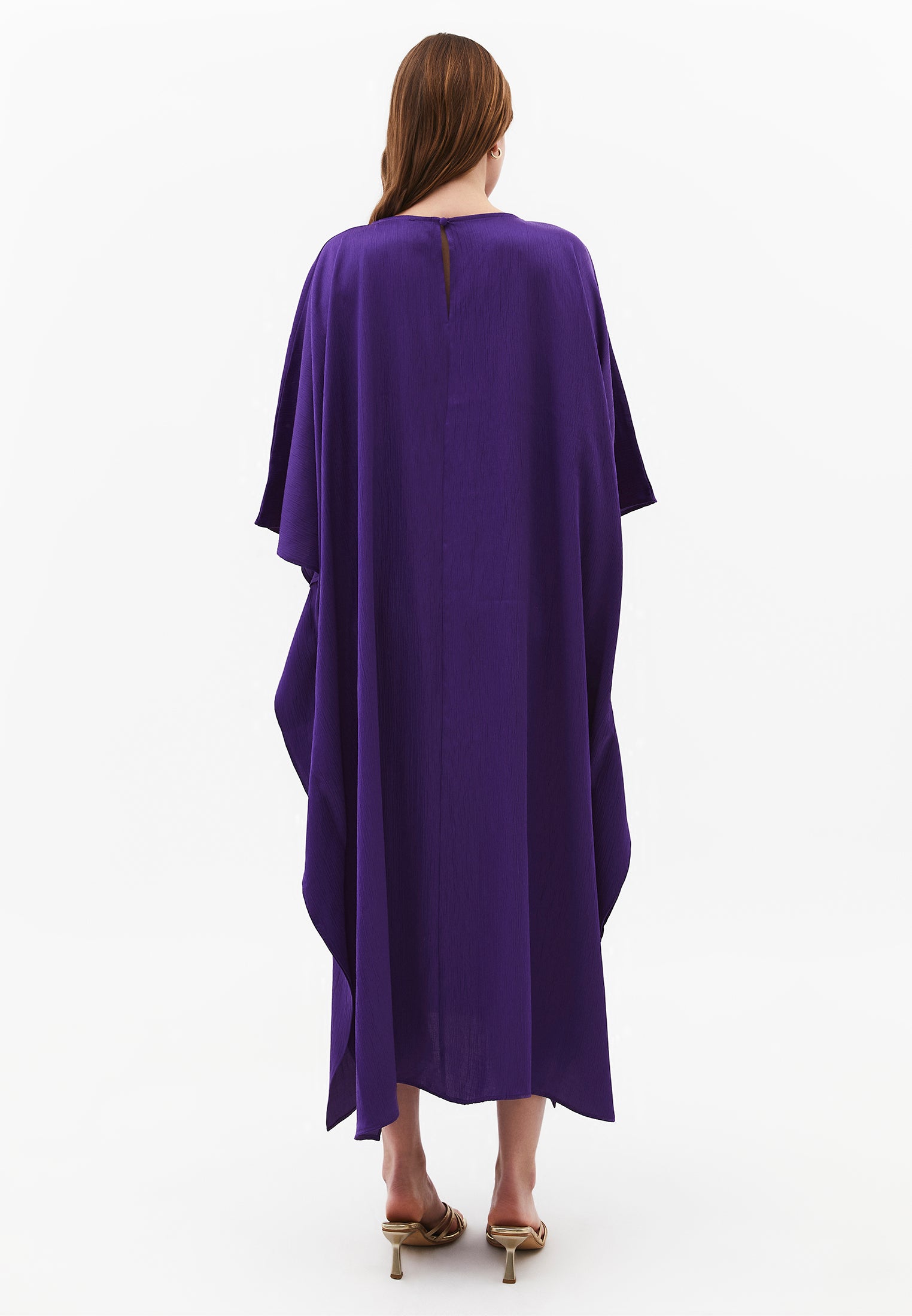 Long Boat Neck Loose Dress - ROYAL PURPLE