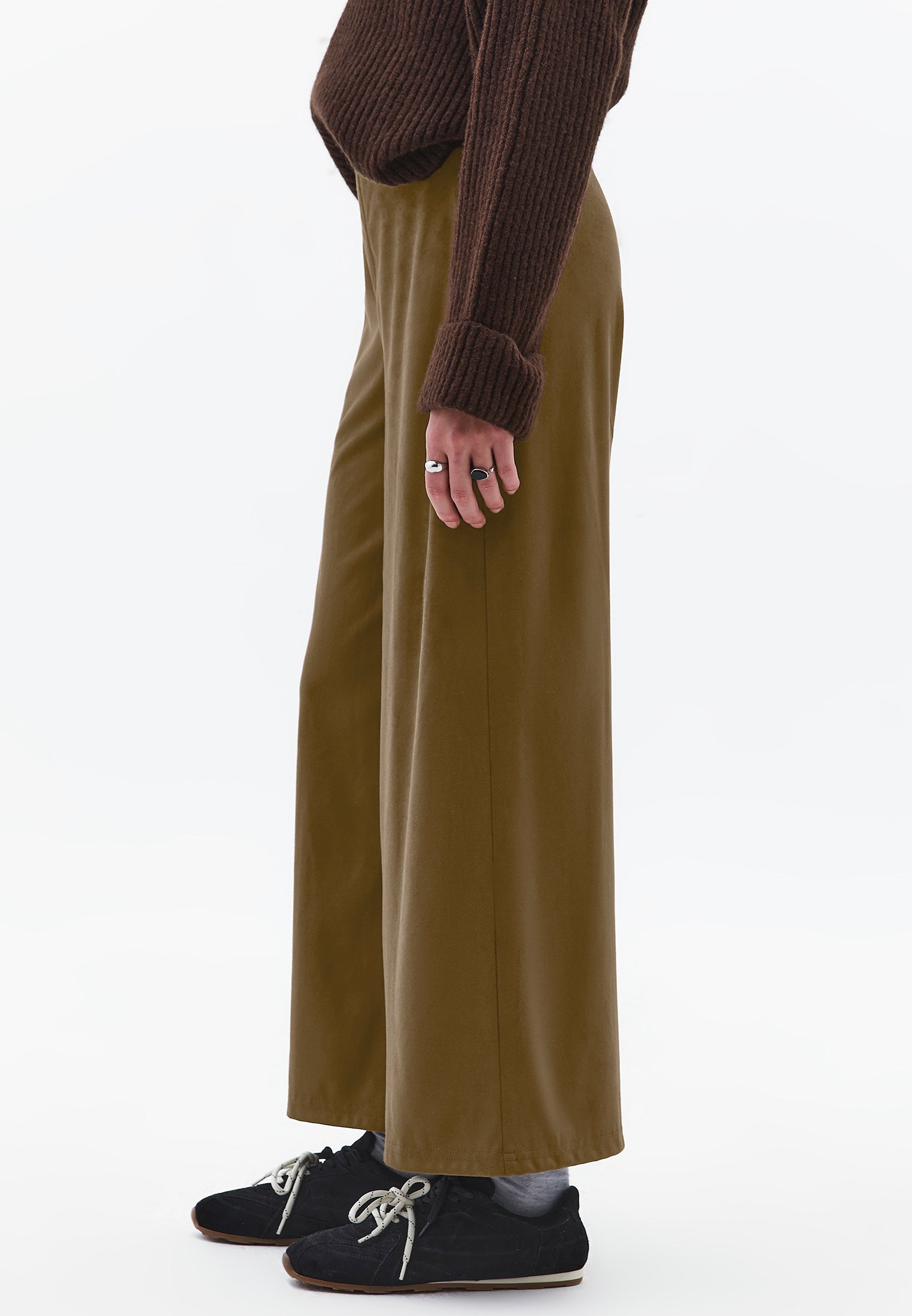 Wide Leg Ultra High Waist Trousers - RUBBER