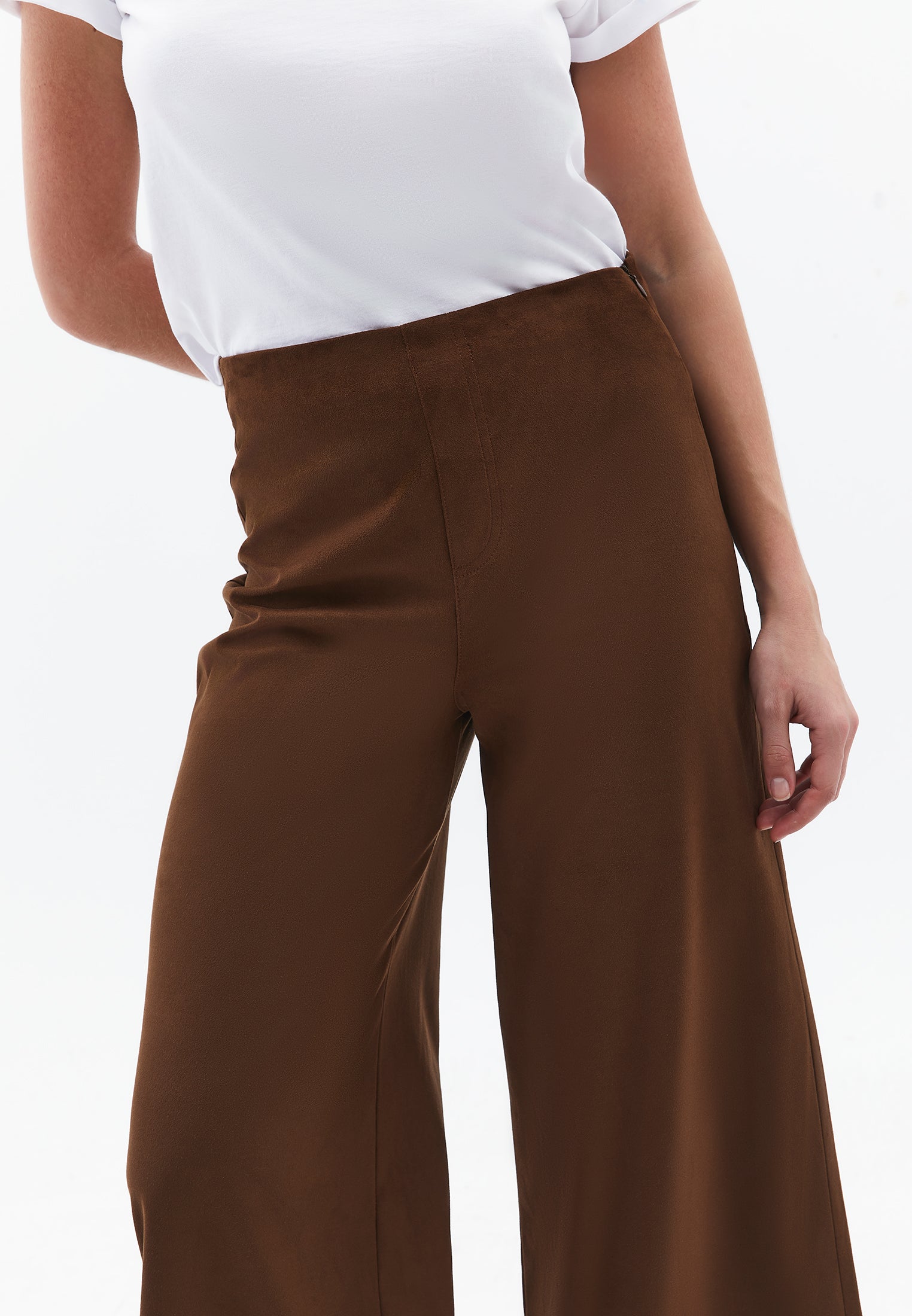 High Waist Wide Leg Trousers - RUBBER