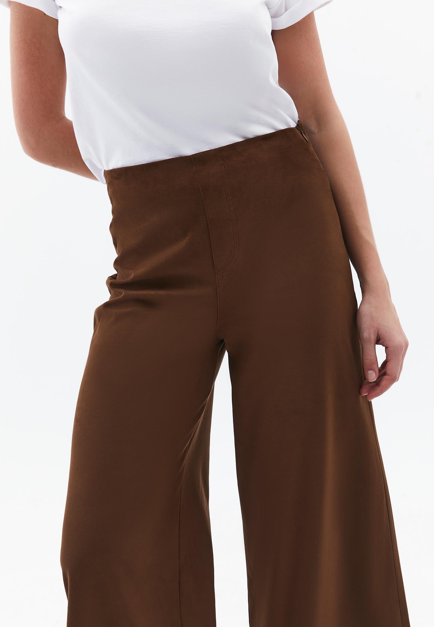 High Waist Wide Leg Trousers - RUBBER