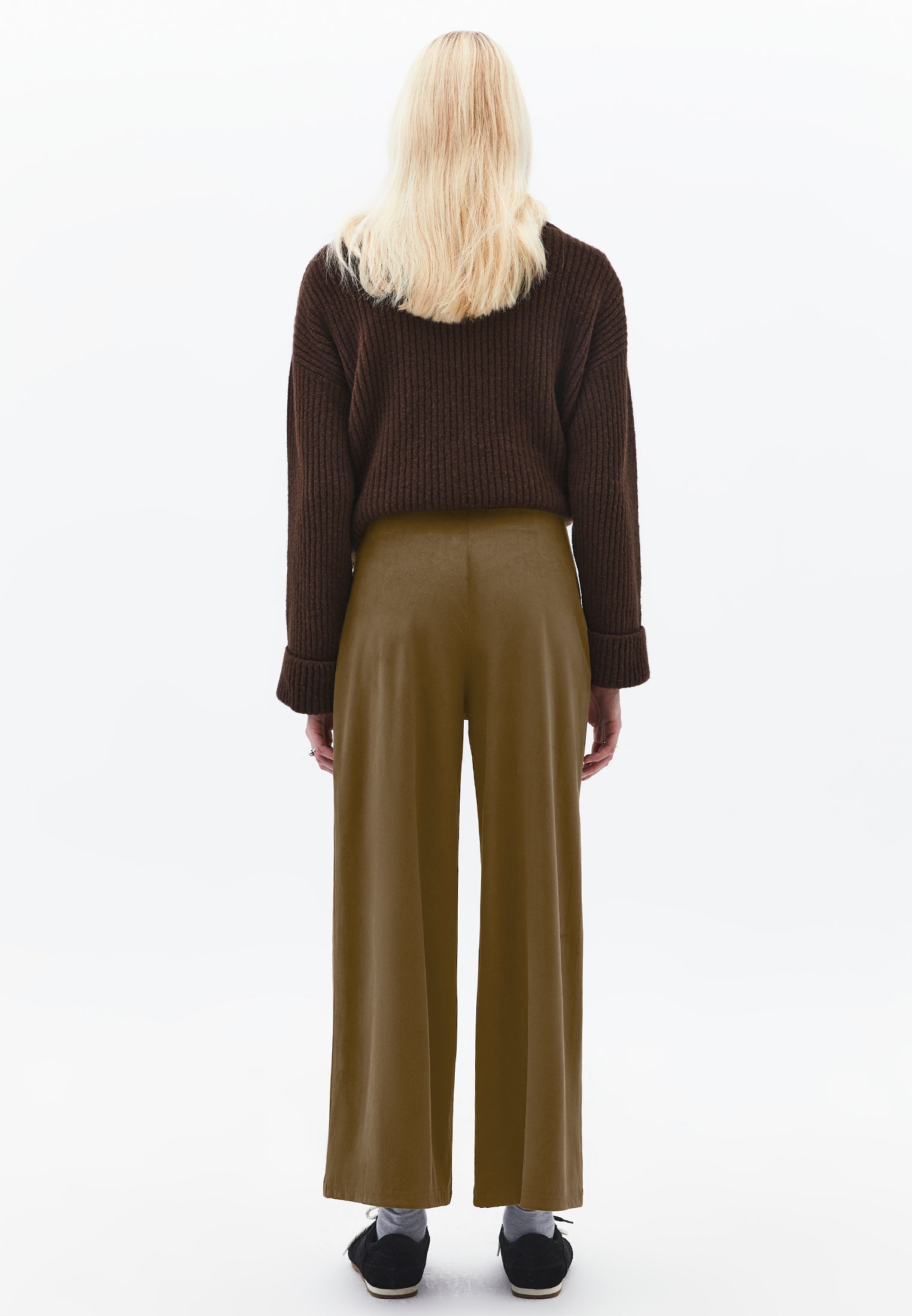Wide Leg Ultra High Waist Trousers - RUBBER