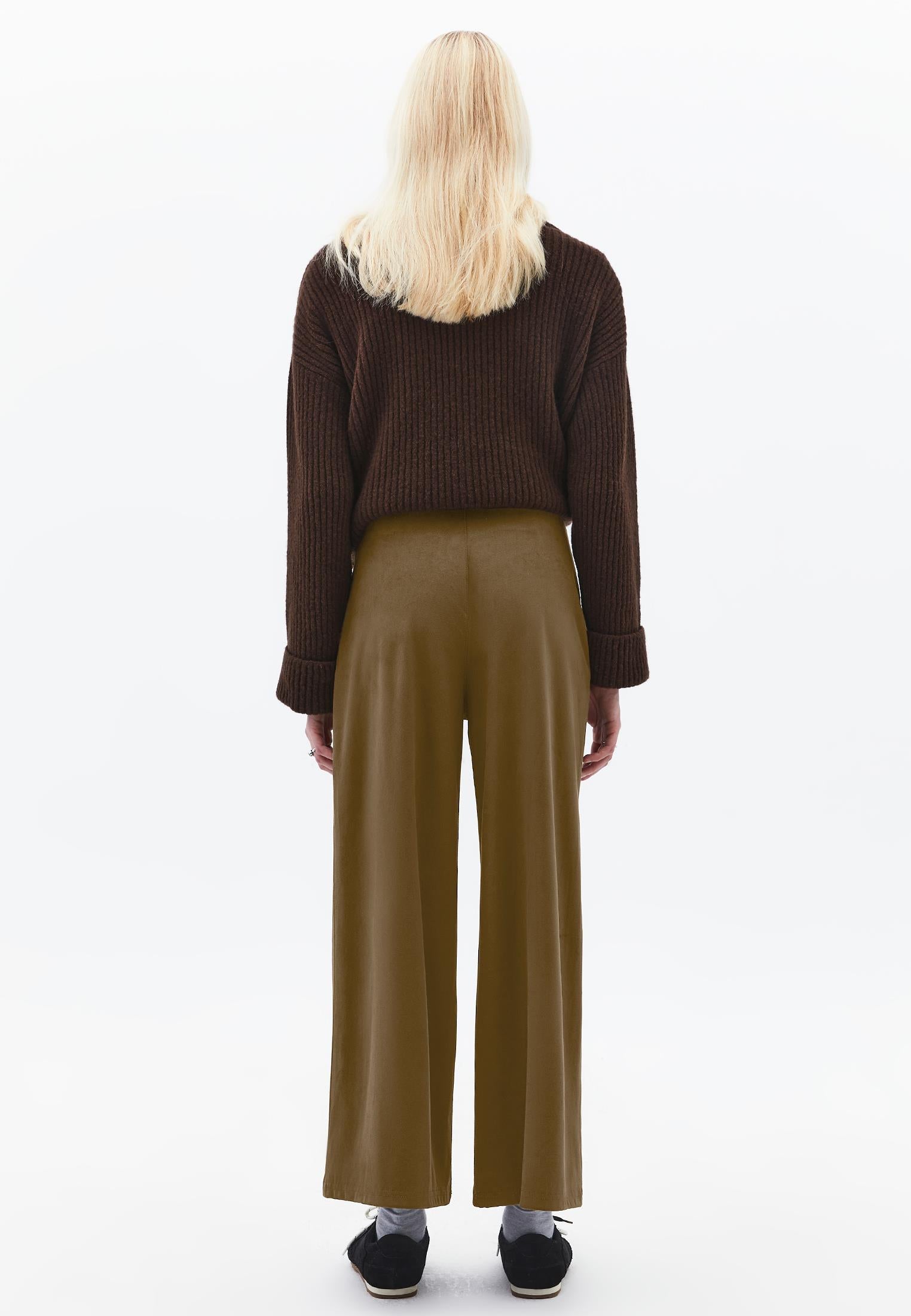 Wide Leg Ultra High Waist Trousers - RUBBER