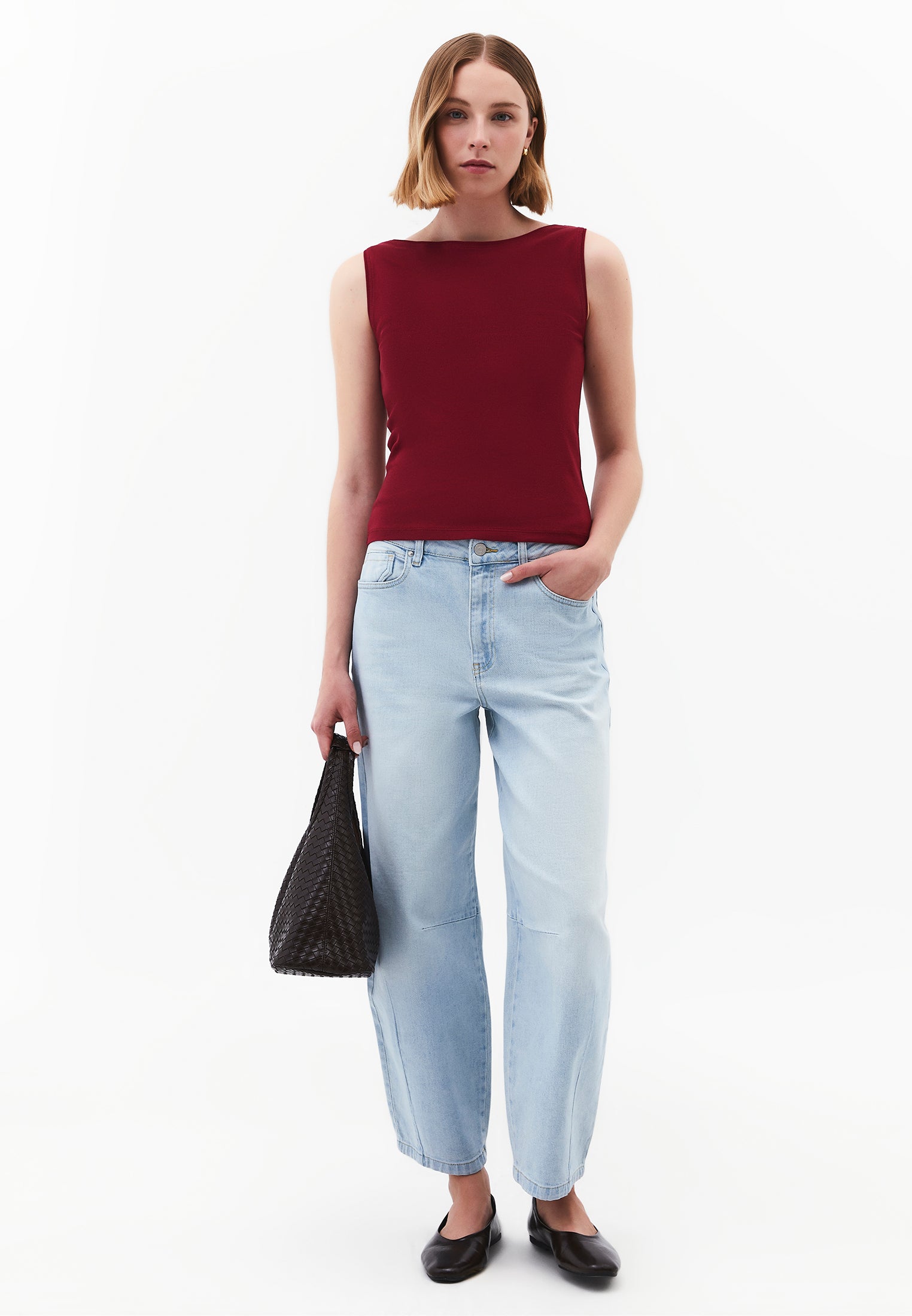 Boat Neck Tank Top - RUMBA RED