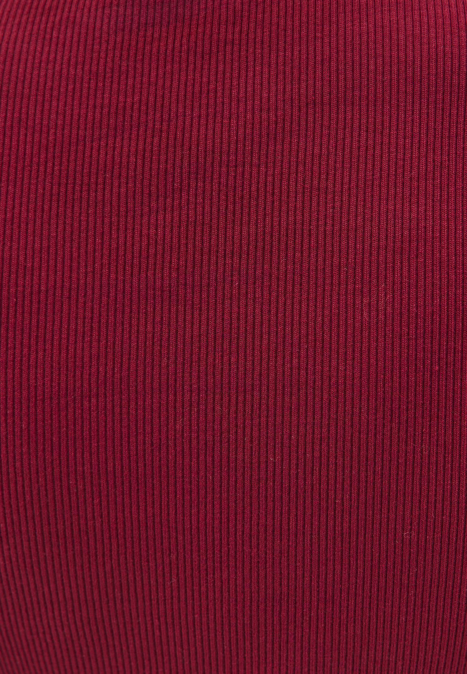 High Neck Cut Out Detail Bodycon T-Shirt - RUMBA RED