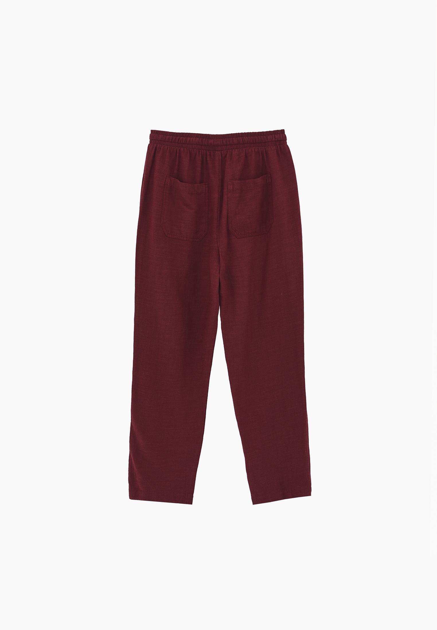 Elastic Carrot Fit Trousers - RUMBA RED