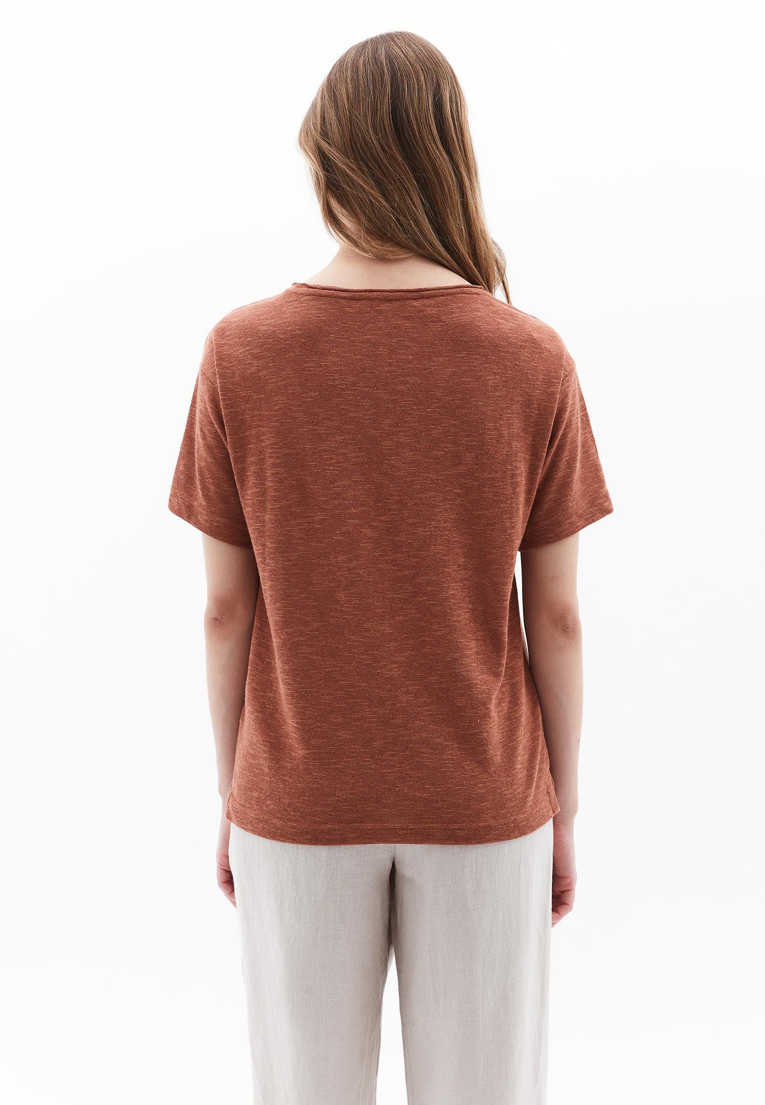 Boat Neck Loose T-Shirt - RUSSET