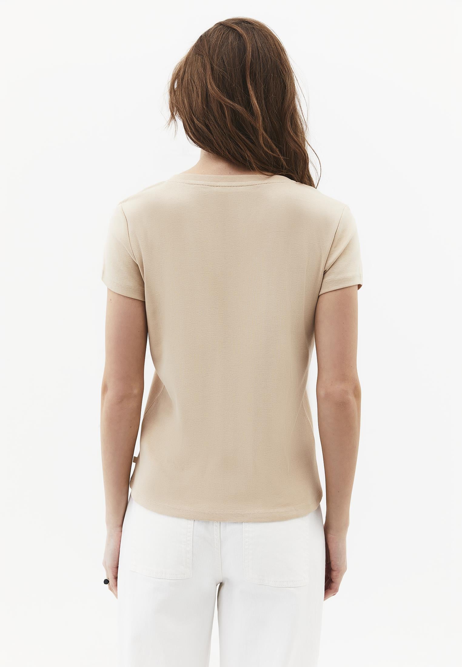 V Neck Short Sleeve Slim T-Shirt - SAFARI