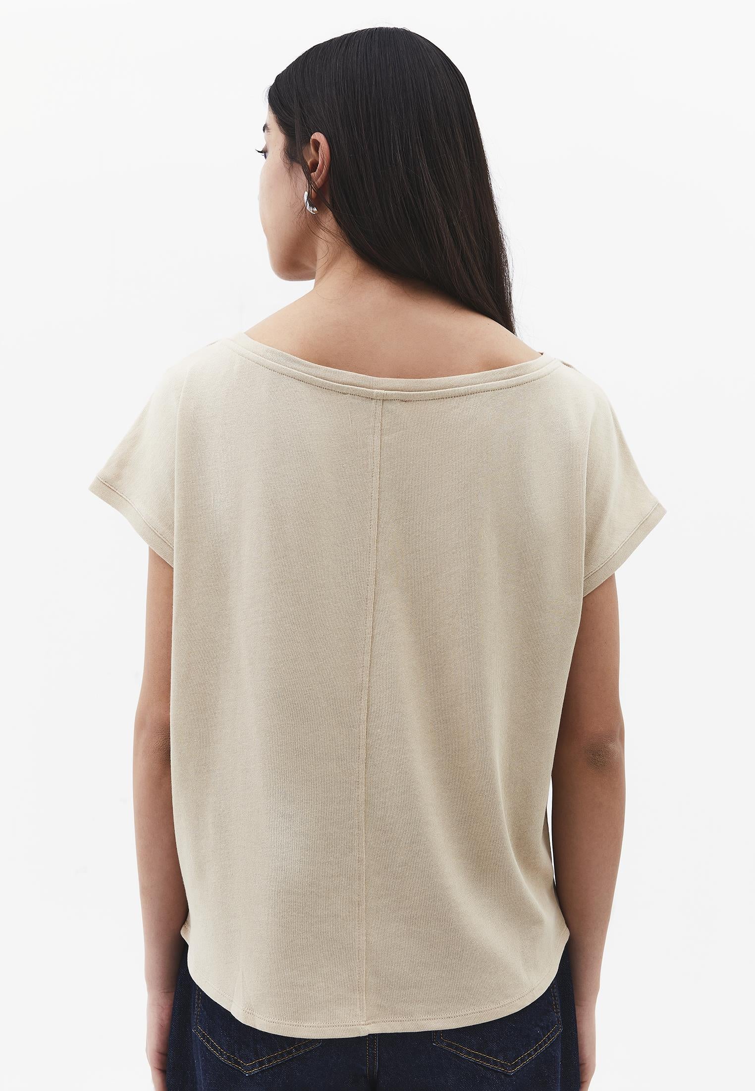 Boat Neck Sleeveless T-Shirt - SAFARI