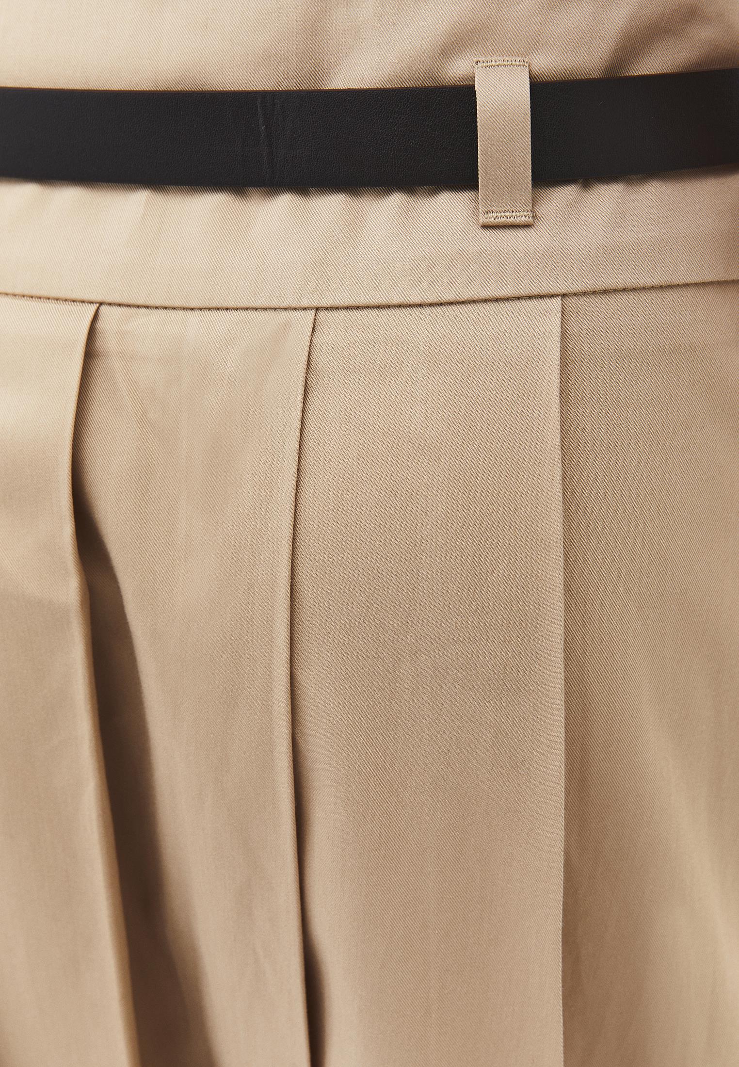 Long Pleated A-Line Skirt With Belt Detail - SAFARI