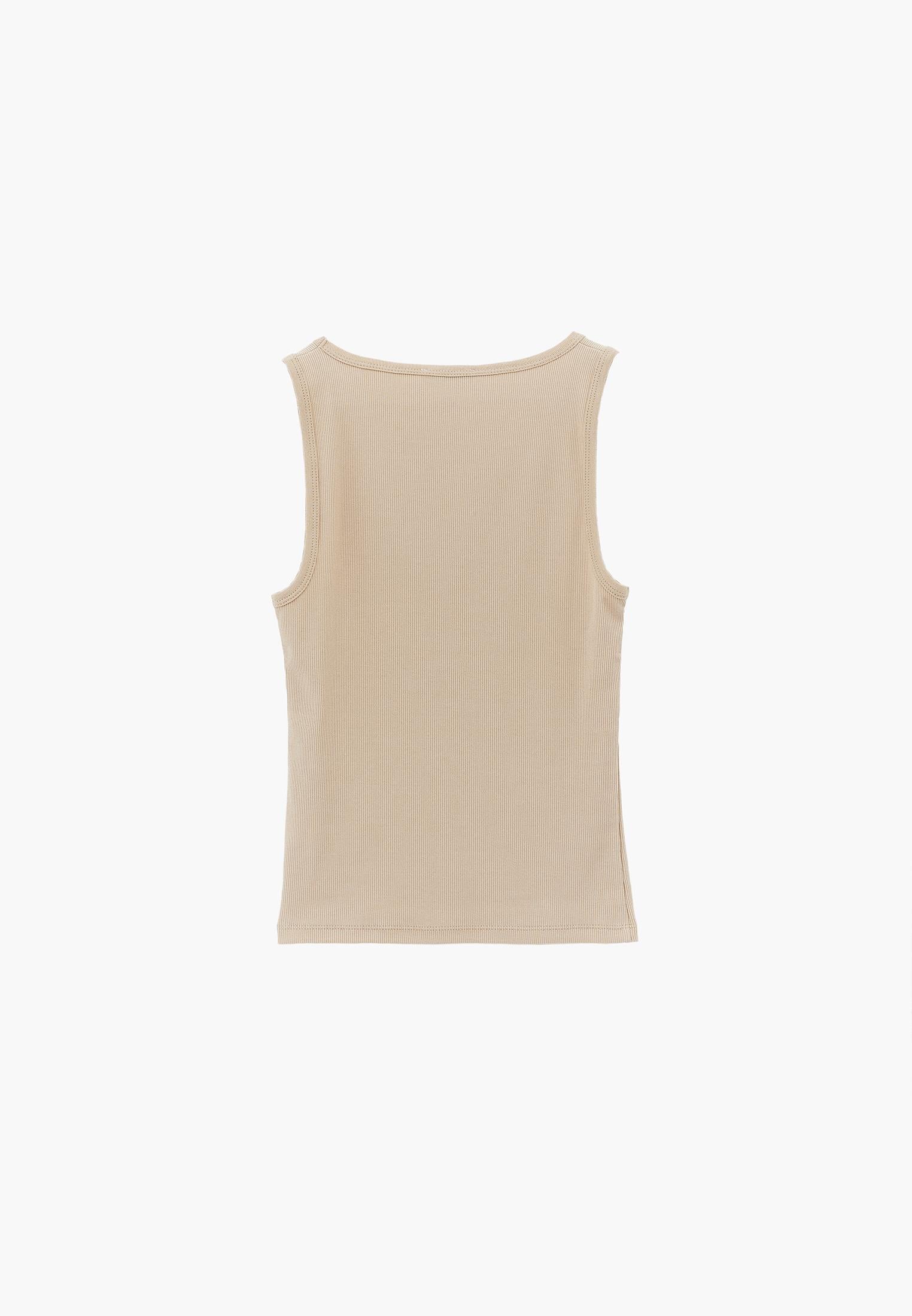 Square Neck Bodycon Tank Top - SAFARI