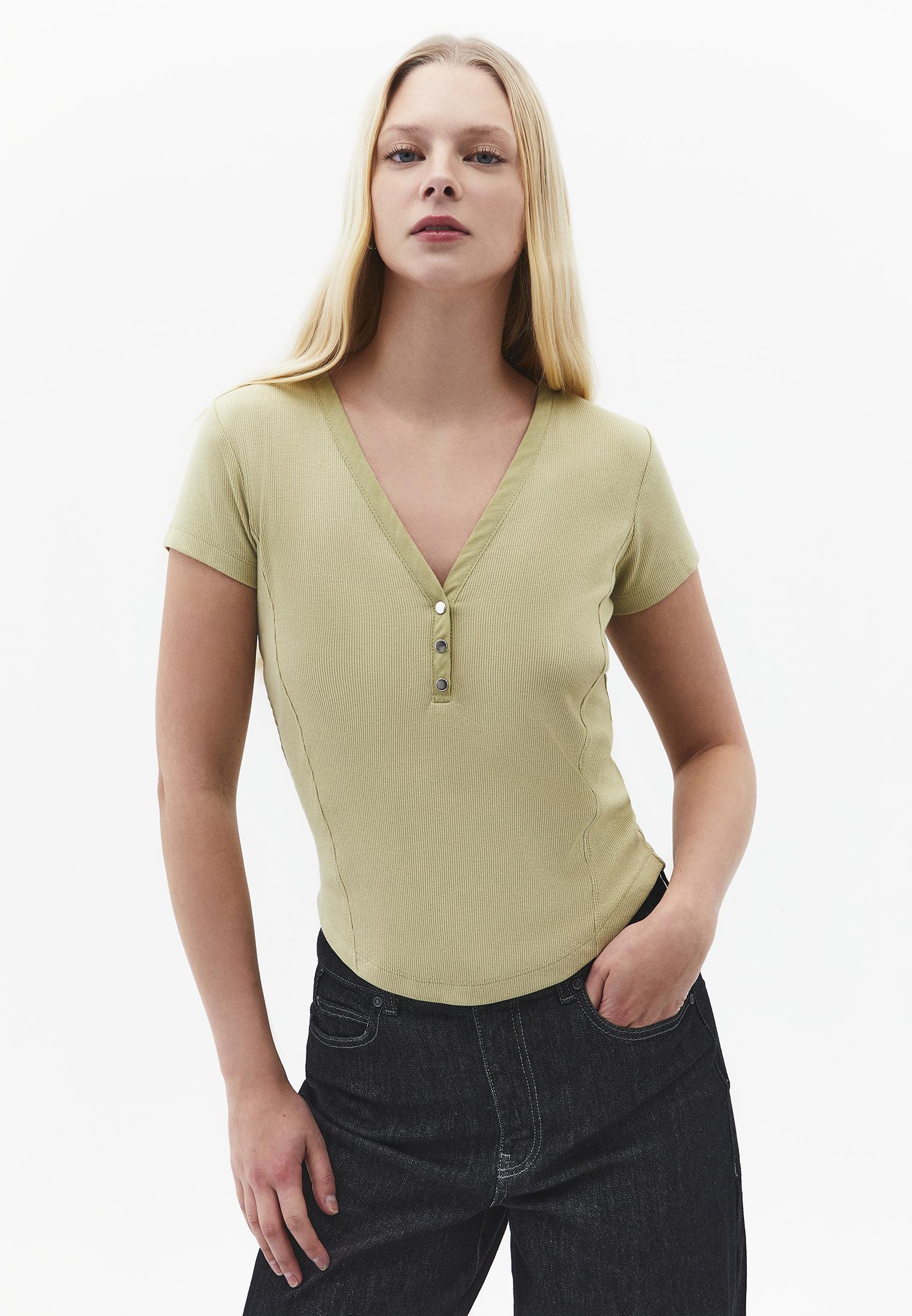 V Neck Slim Fit T-Shirt - SAGE GREEN