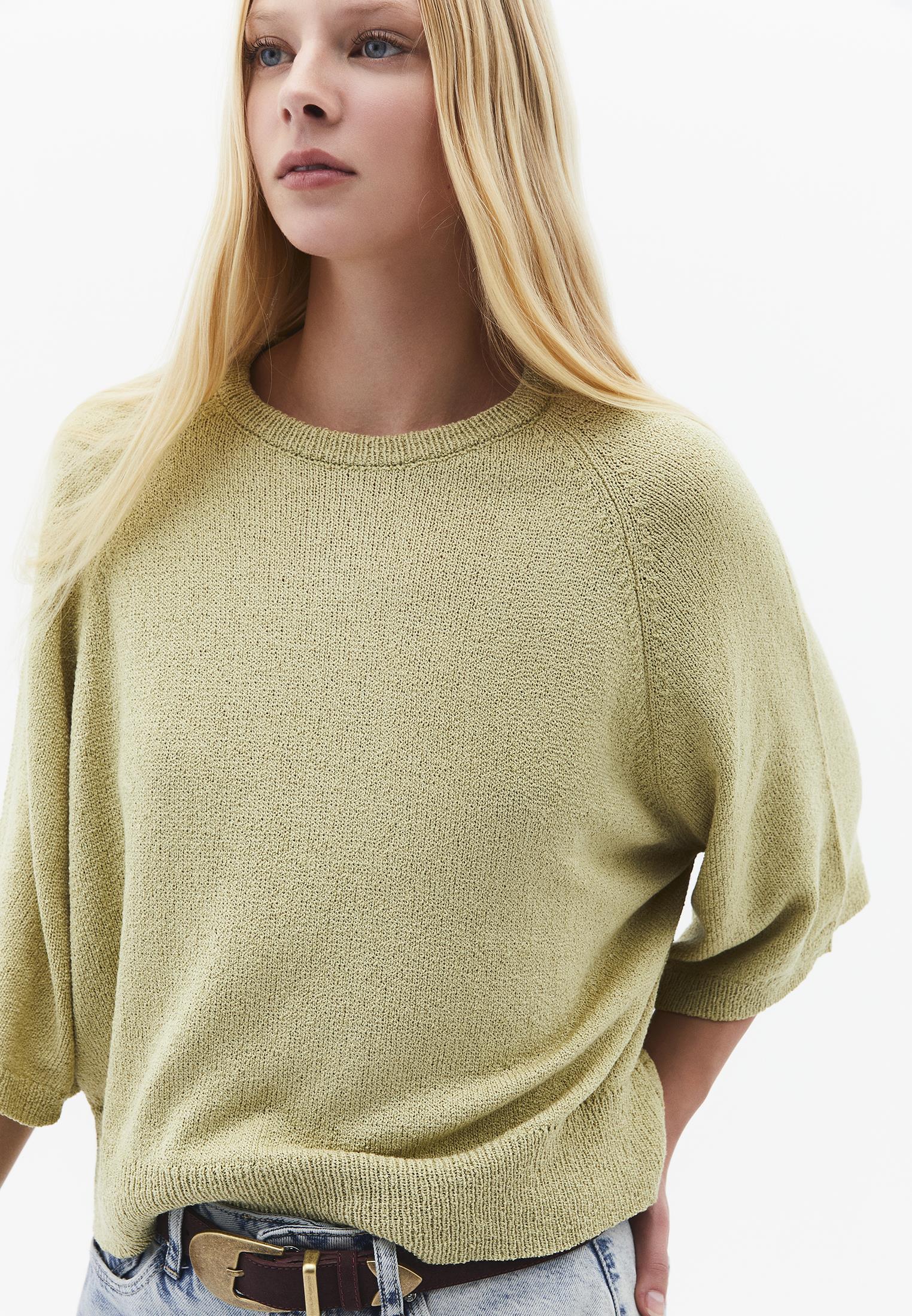 Raglan Sleeve Loose Fit Crew Neck Sweater - SAGE GREEN
