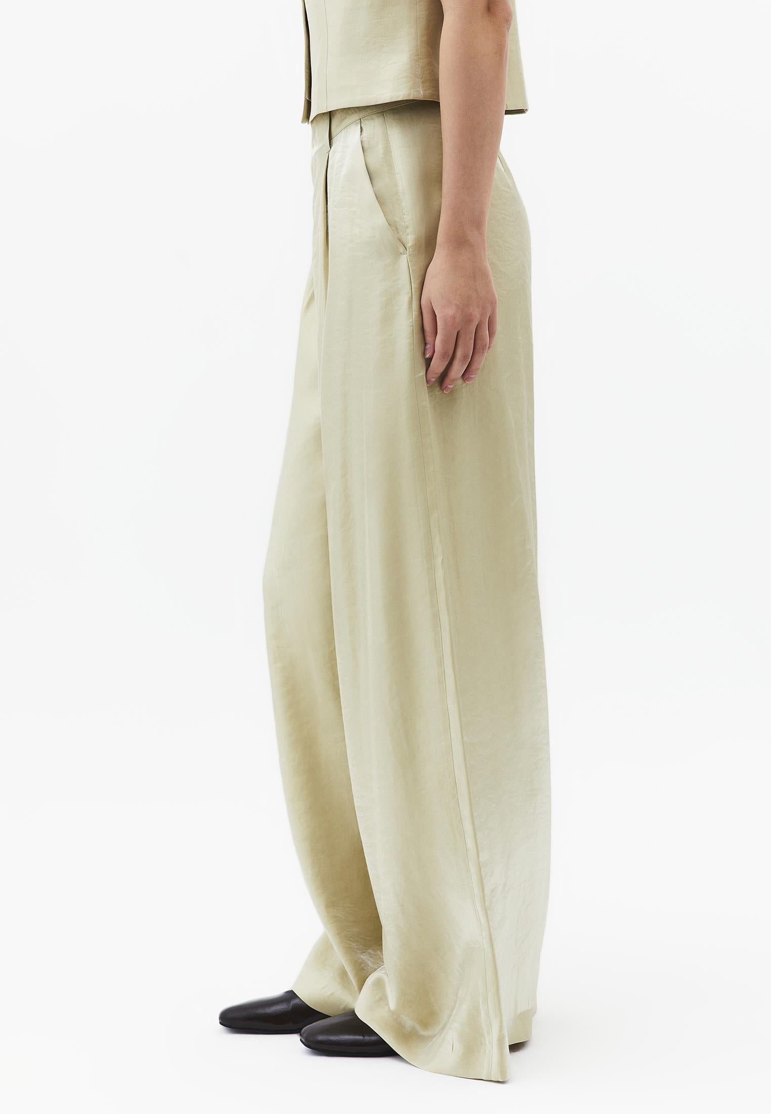 Wide Leg High Waist Pants - SAGE GREEN
