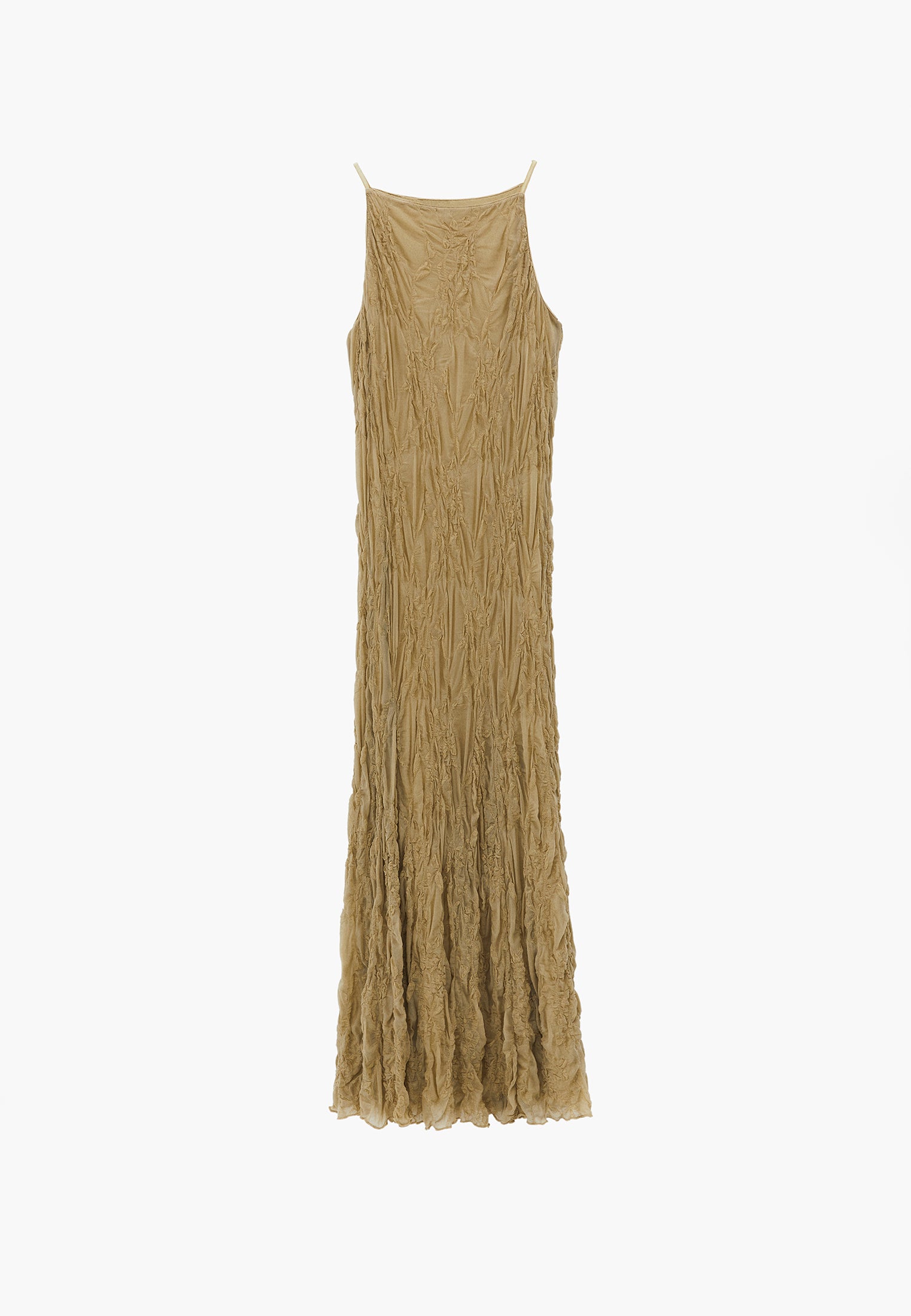 Sleeveless Long Dress With Crew Neck - SAGE GREEN
