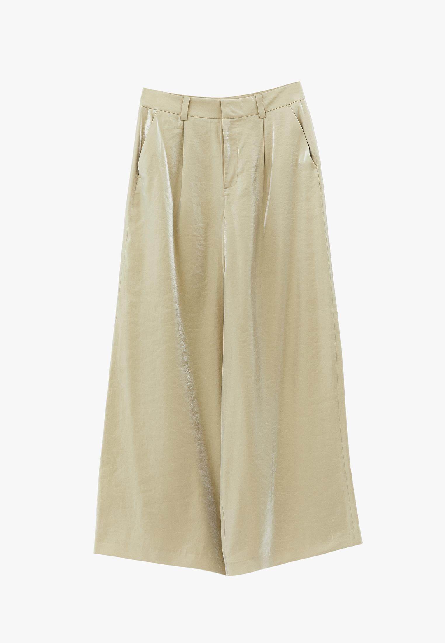 Wide Leg High Waist Pants - SAGE GREEN