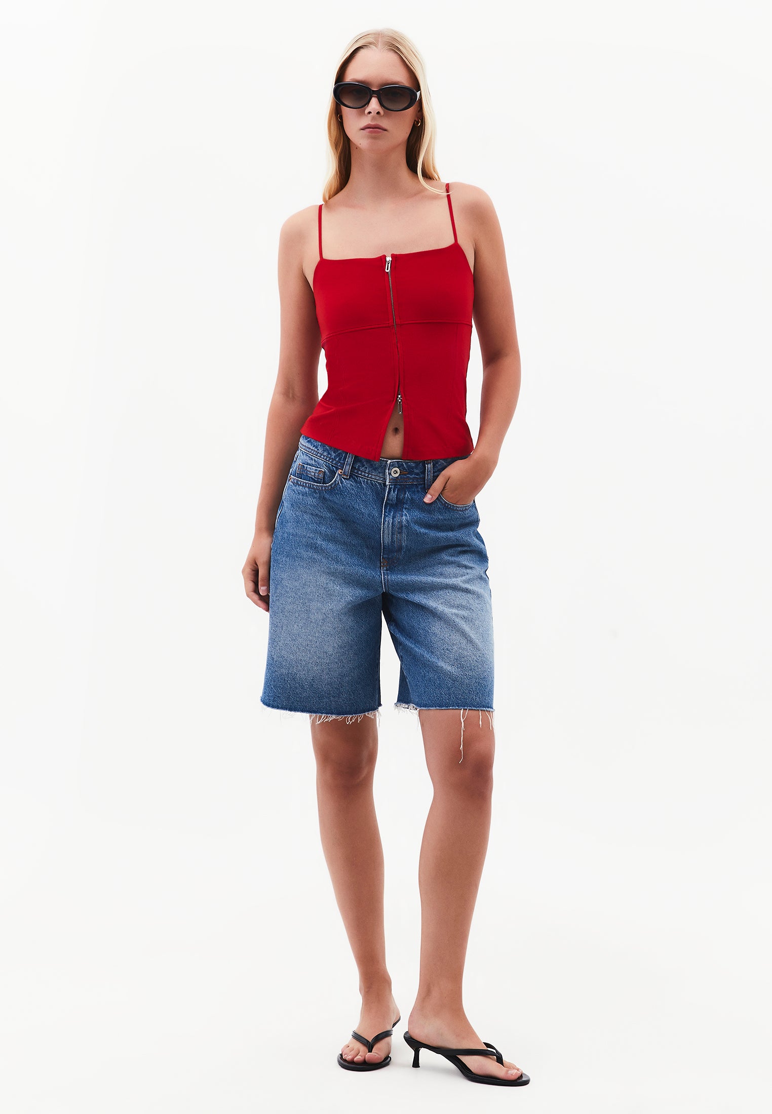 Sleeveless Top With Zipper Detail And Square Neckline - SAMBA