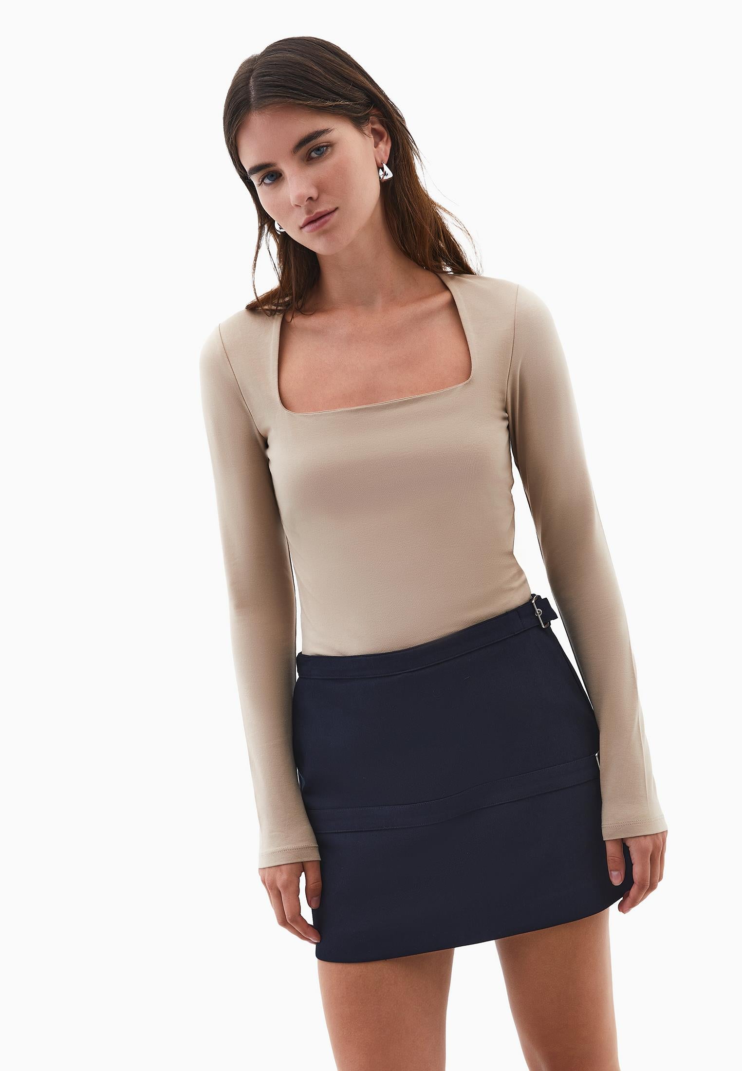 Square Neck T-Shirt - SAVANNAH TAN