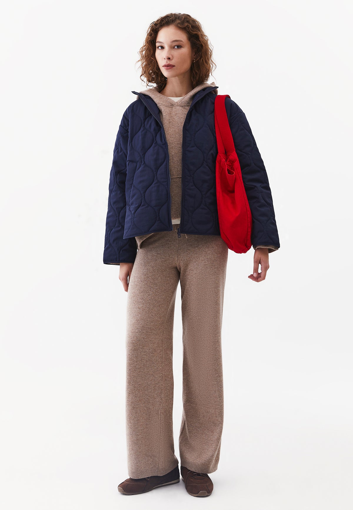 Hooded Long Sleeve Knit Sweatshirt - SAVANNAH TAN