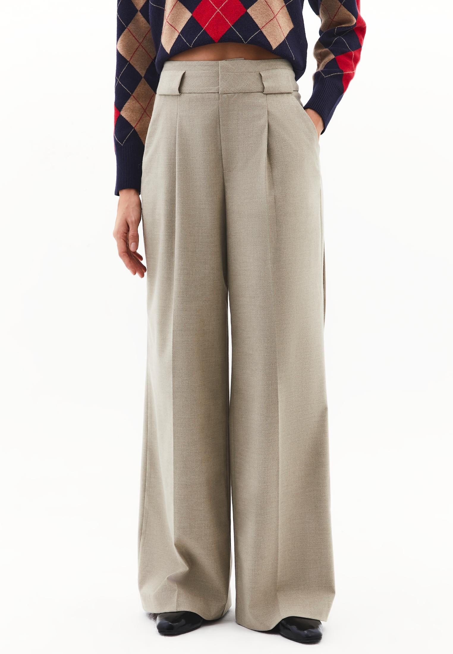 Wide Leg Pleated Trousers - SAVANNAH TAN