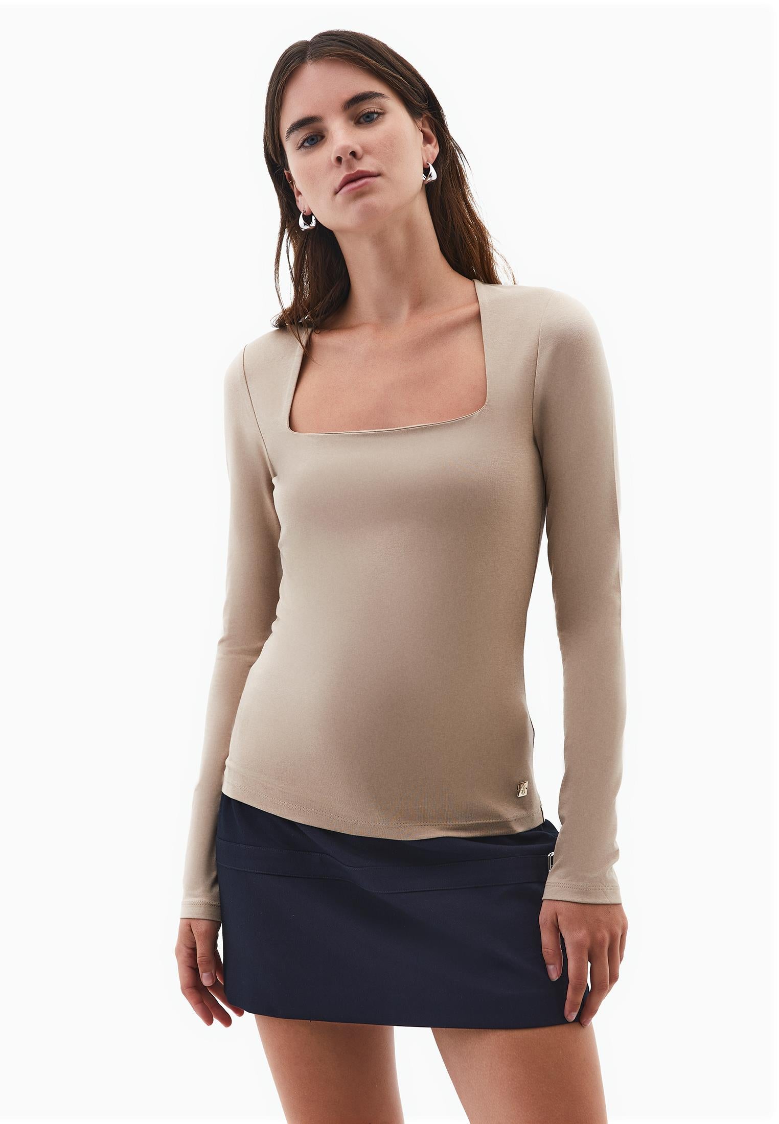 Square Neck T-Shirt - SAVANNAH TAN