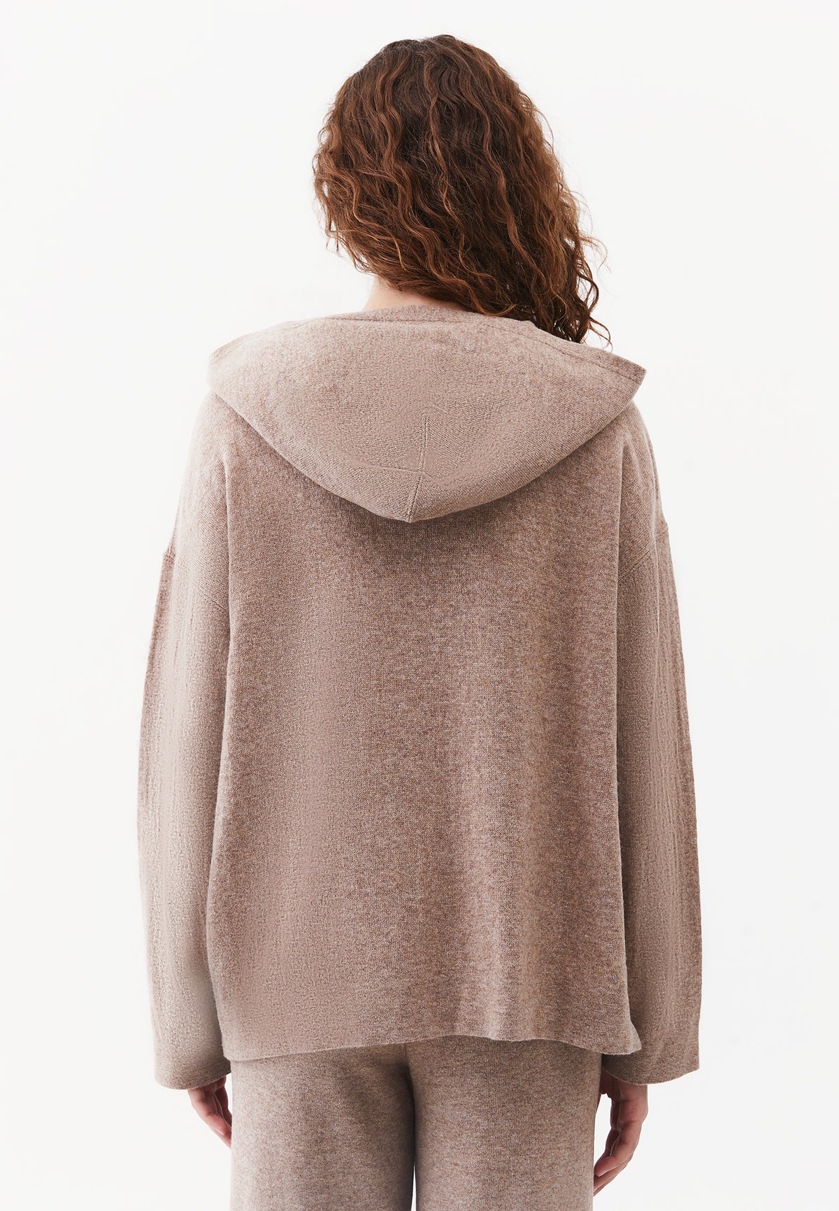 Hooded Long Sleeve Knit Sweatshirt - SAVANNAH TAN
